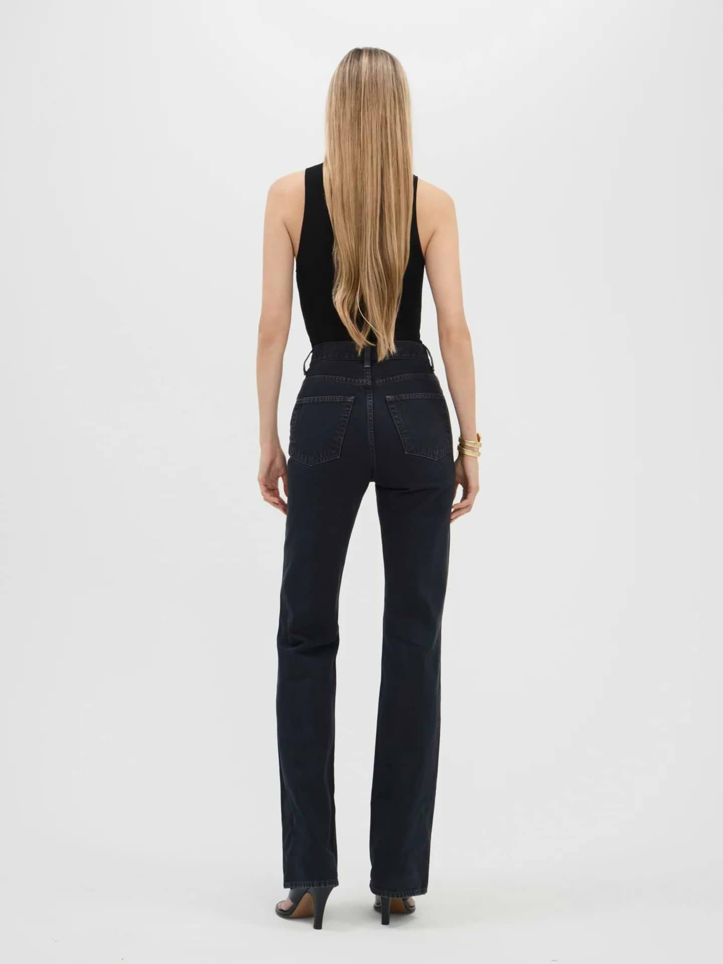 AFLALO Brontë Jean – Shaded Obsidian Rigid Denim - Model Back