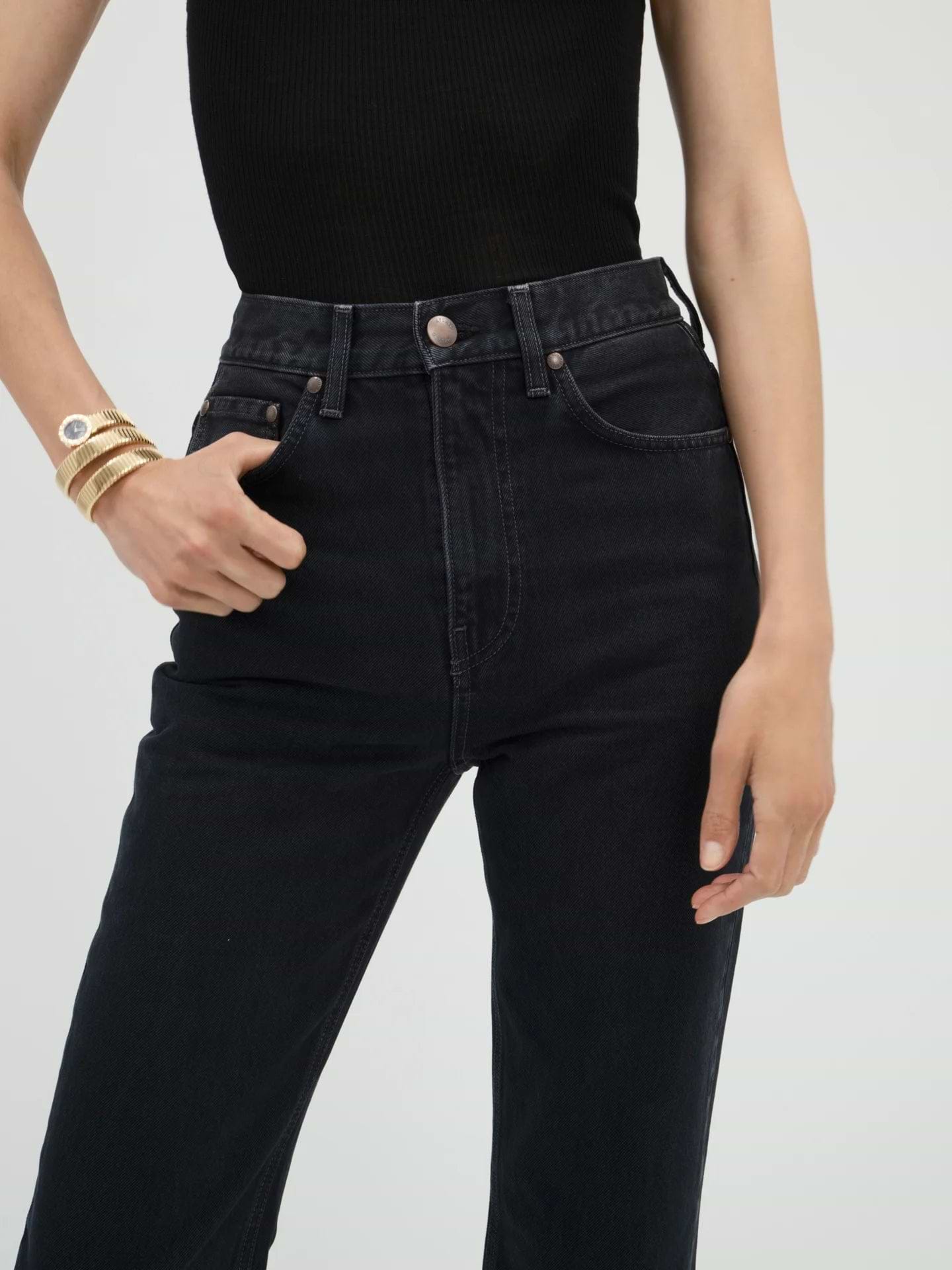 AFLALO Brontë Jean – Shaded Obsidian Rigid Denim - Detail