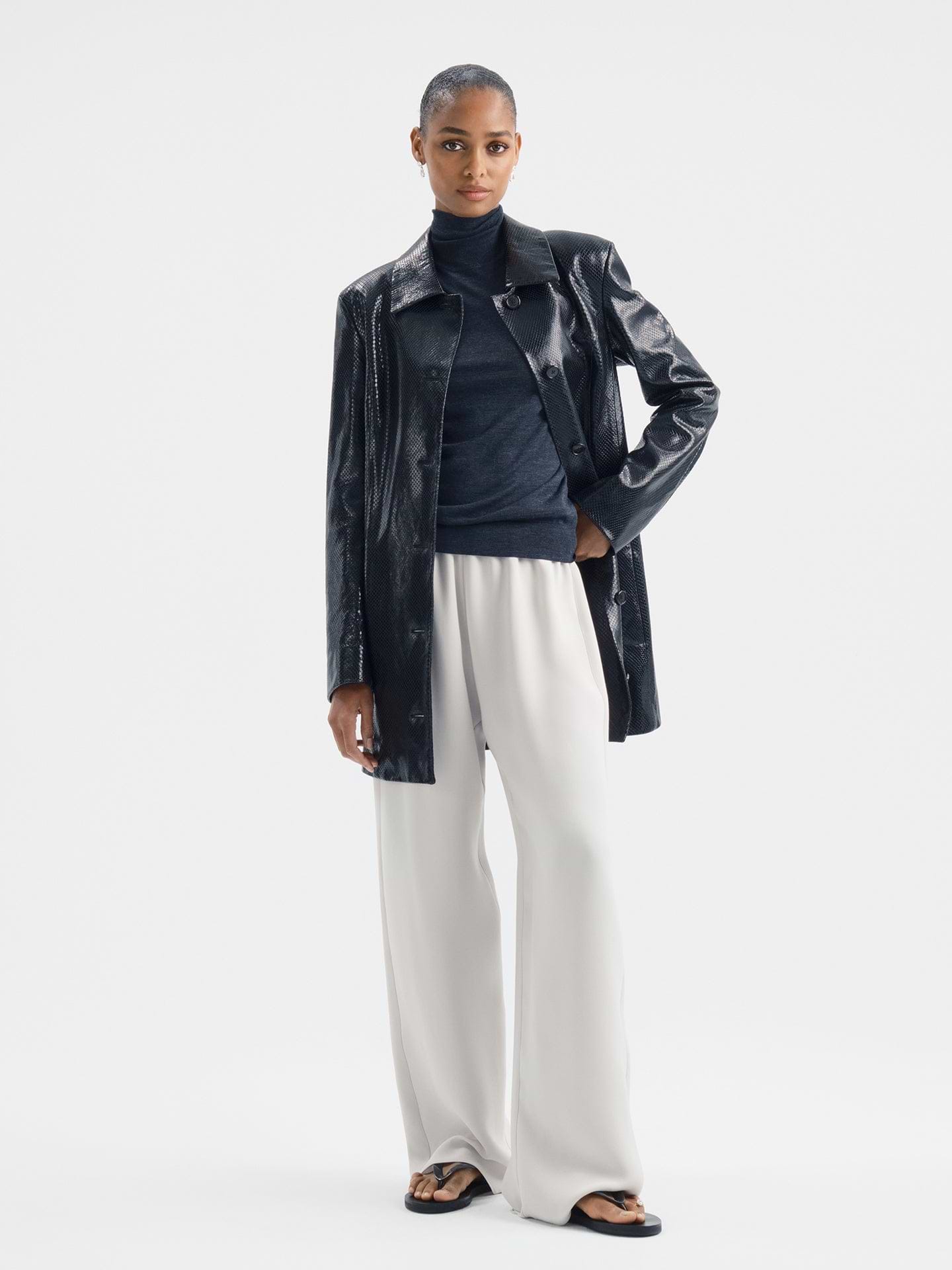 Elyra Jacket in Python Embossed Leather - AFLALO
