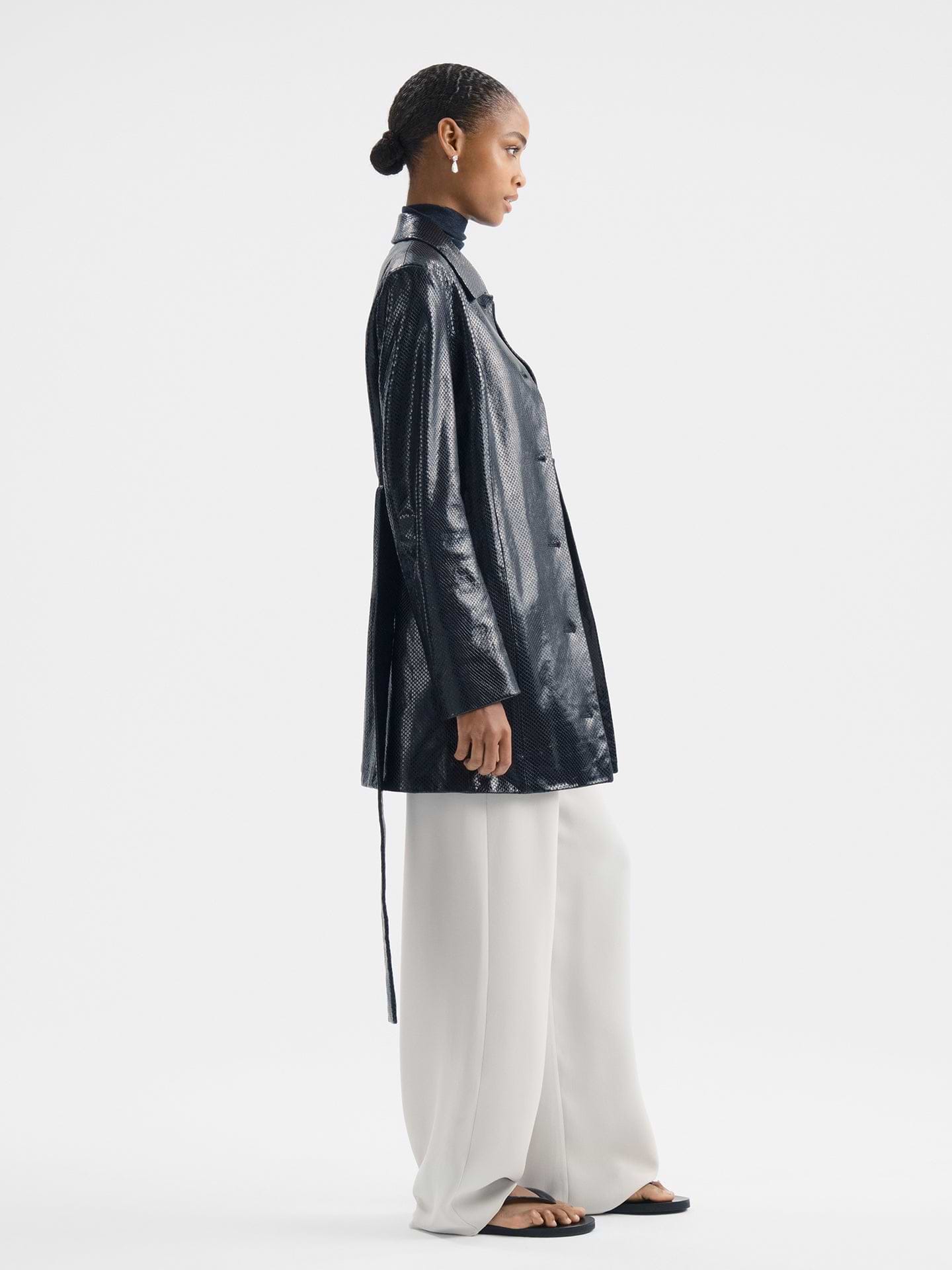 Elyra Jacket in Python Embossed Leather - AFLALO