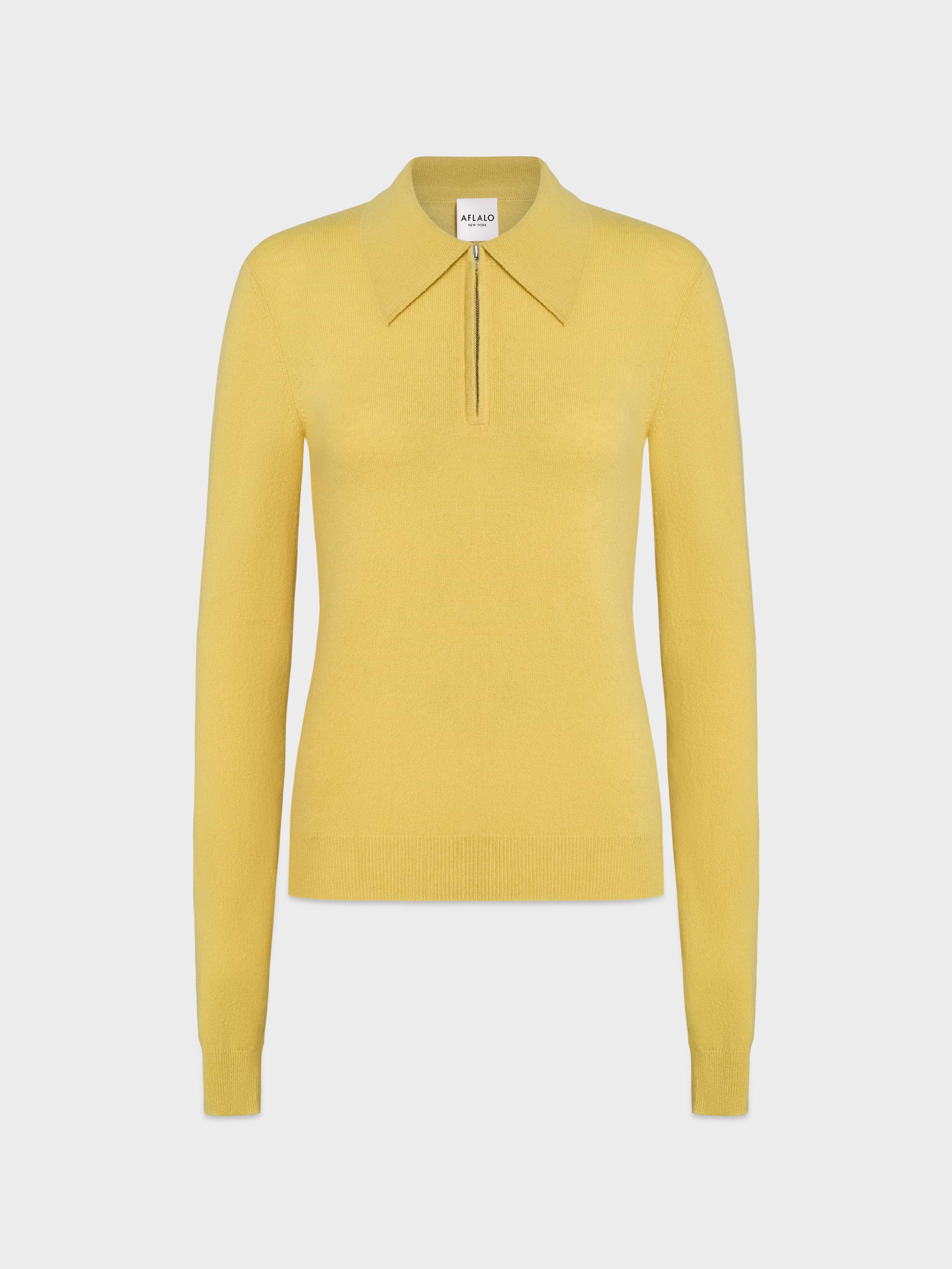 AFLALO Ona Sweater in Cashmere – Citron - Ghost Front