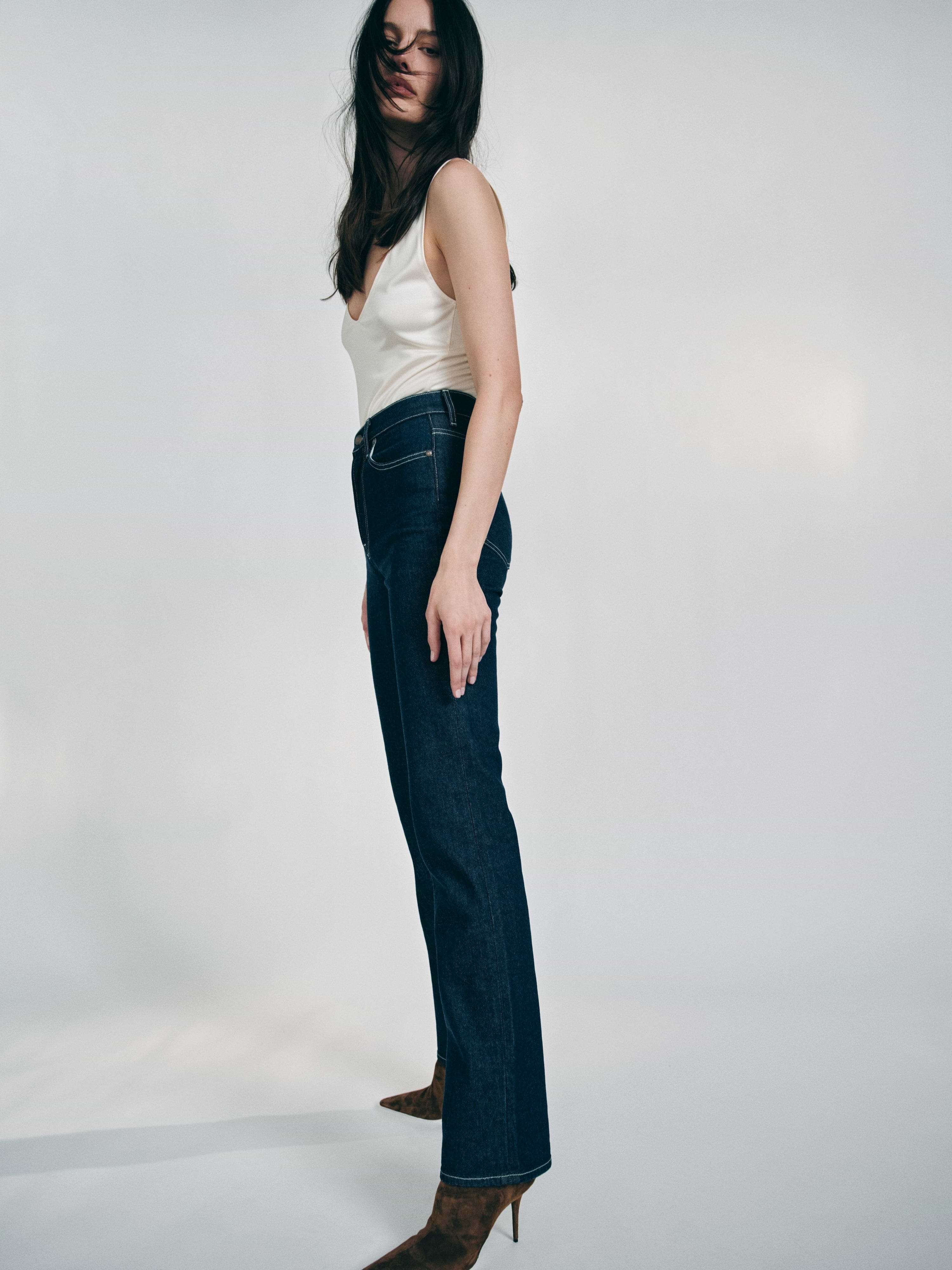 AFLALO Miller Jean – Deep Rinse Stretch Denim - Model Side
