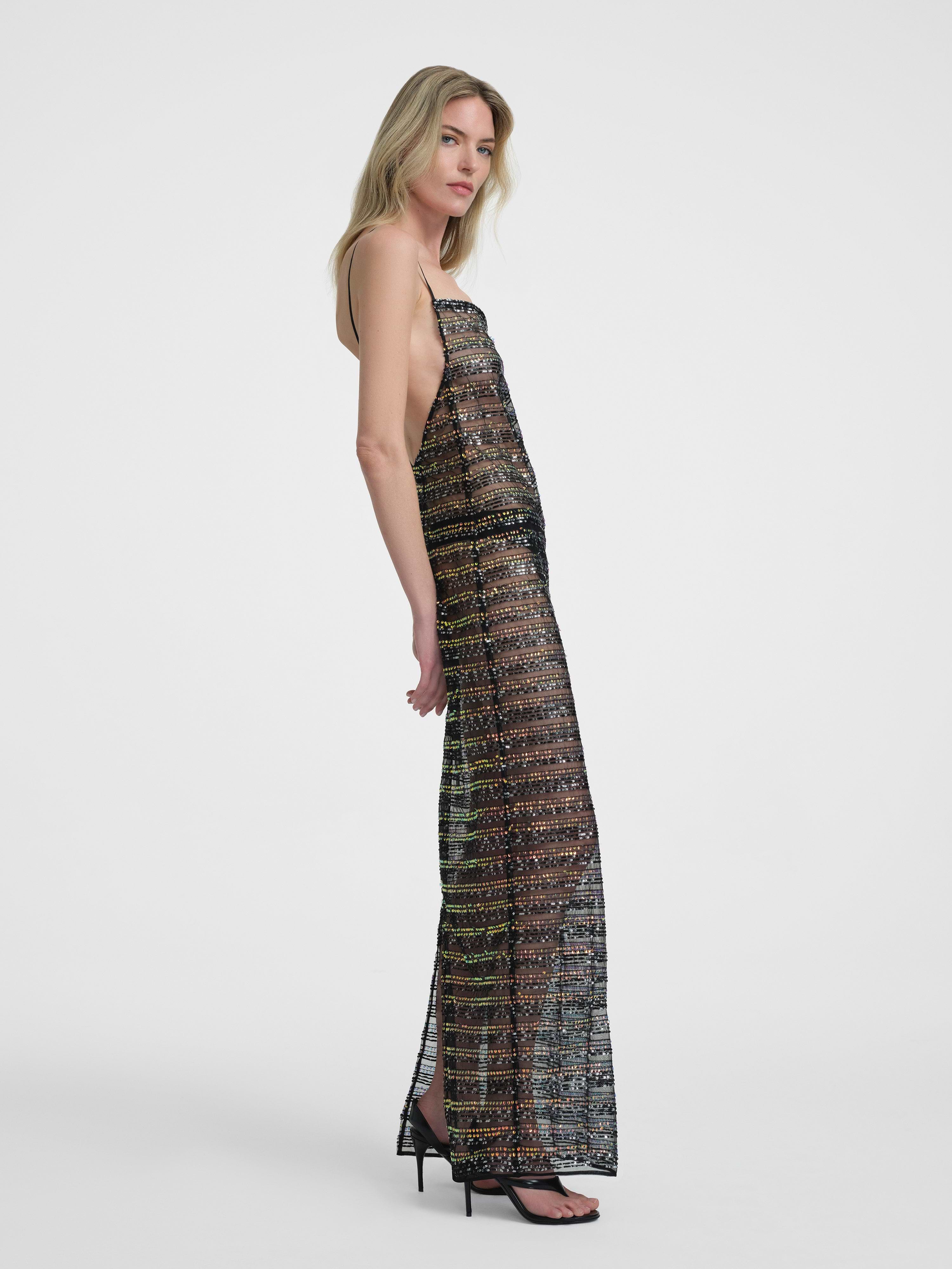 AFLALO Nivara Dress in Mesh – Paillettes - Model Side