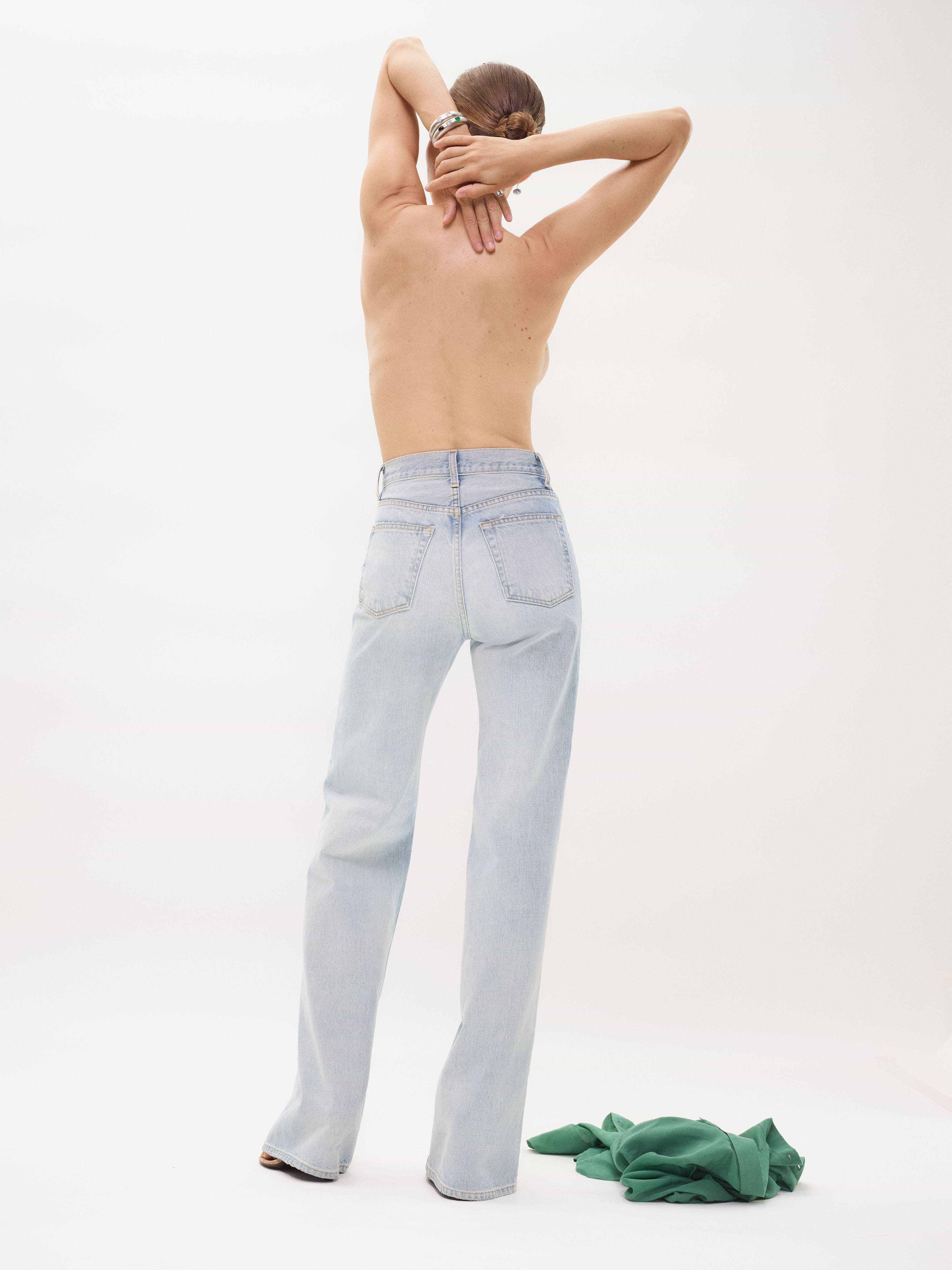 AFLALO Hardy Jean in Rigid Denim – Salt Air - Model Back Posed