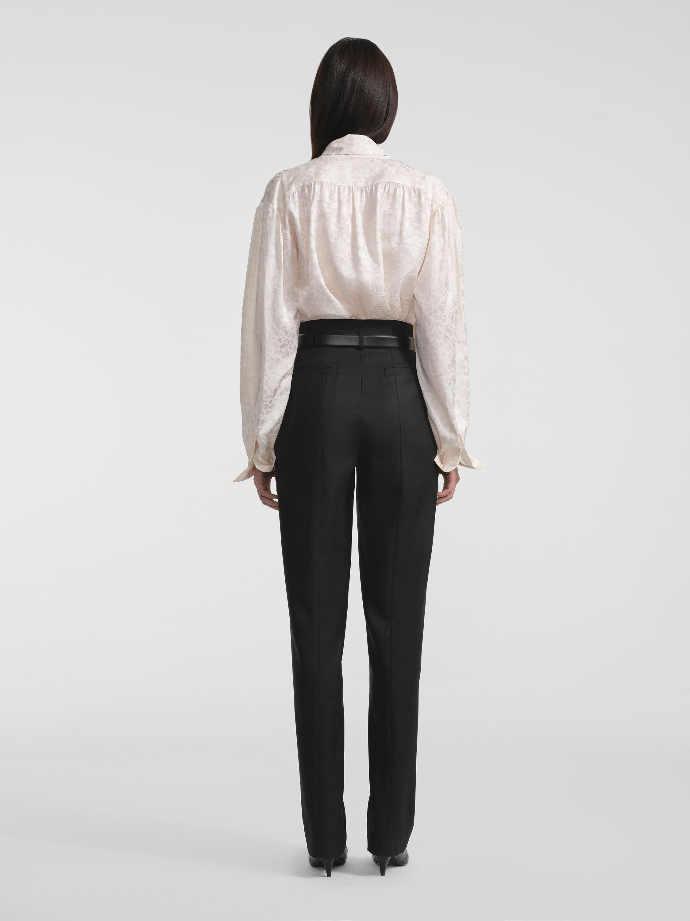 AFLALO Calen Pant in Wool – Black - Model Back