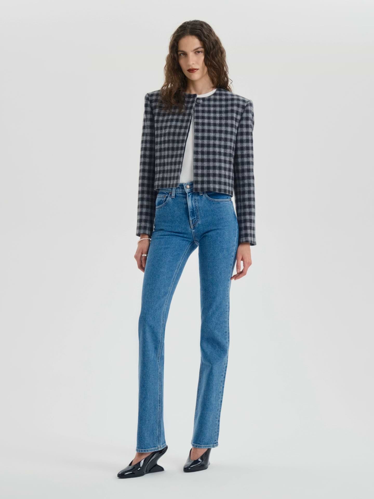 AFLALO Miller Jean – Worn Cobalt Stretch Denim - Model Front