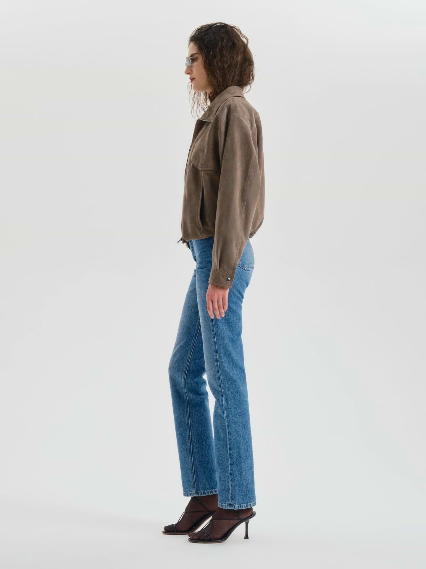 AFLALO Orwell Jean – Blue Hour Rigid Denim - Model Side