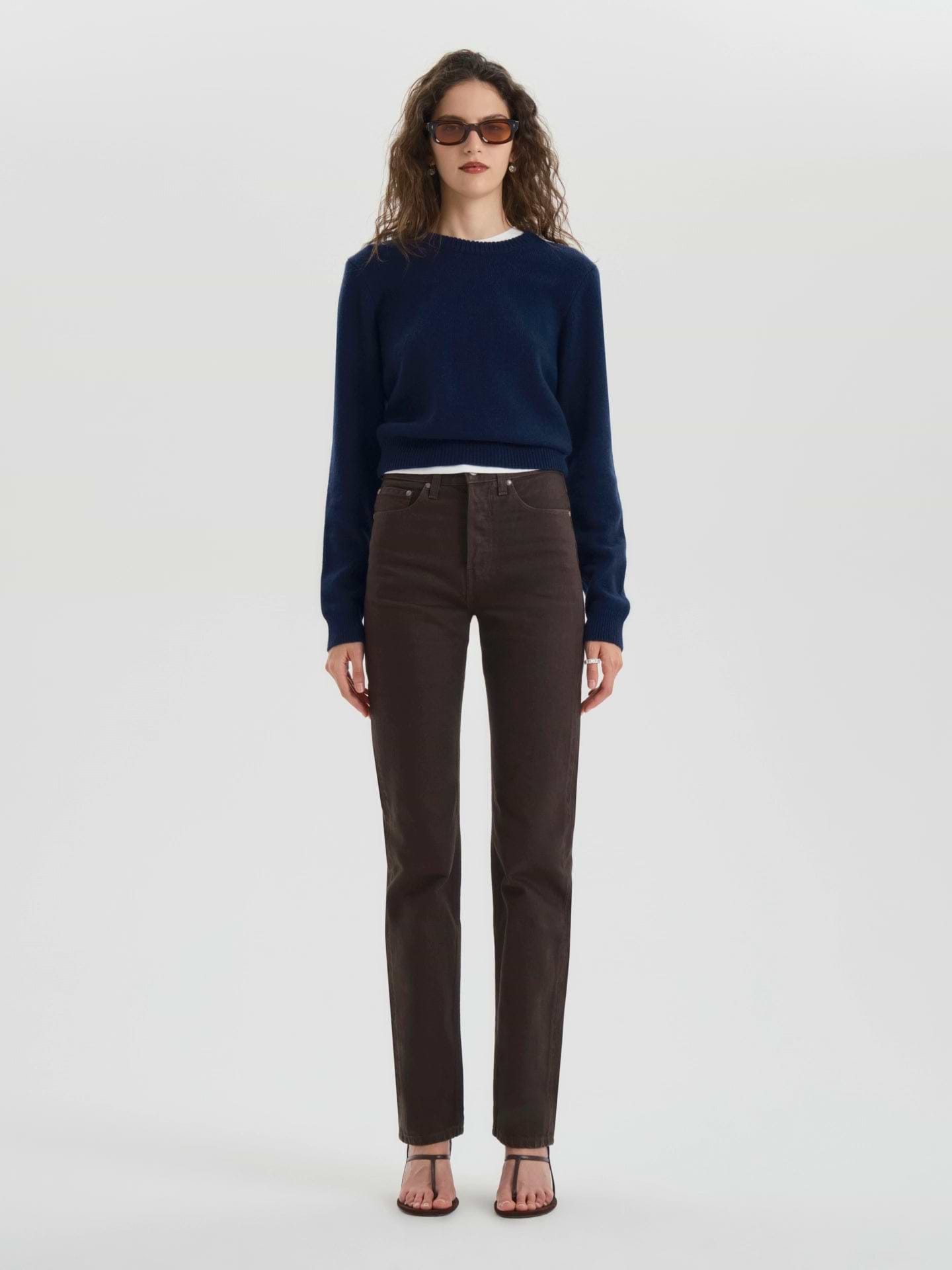 AFLALO Orwell Jean – Deep Truffle Rigid Denim - Model Front 2