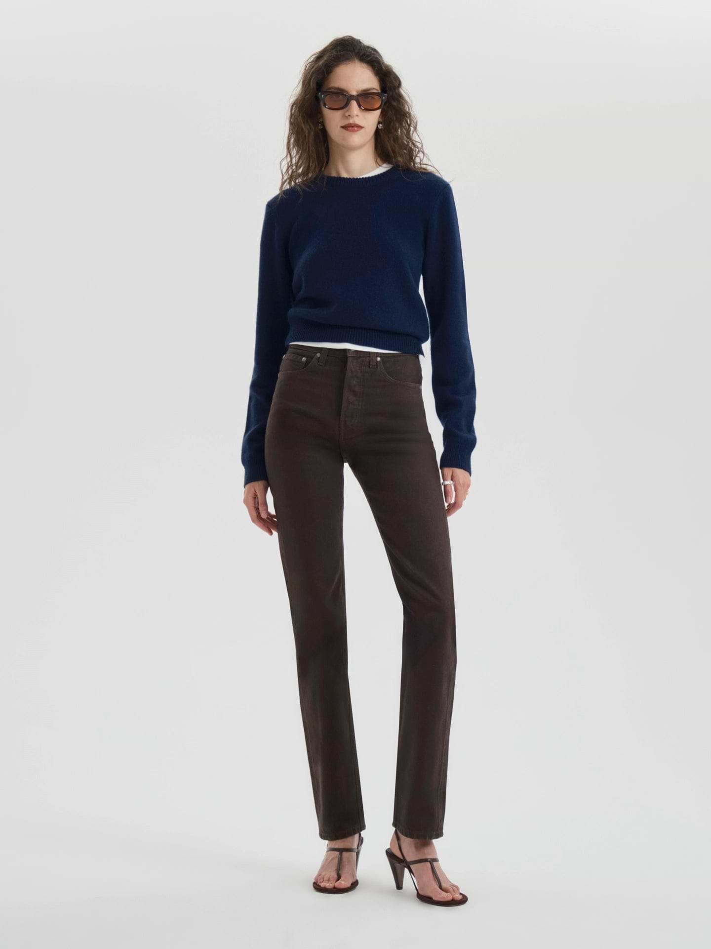 AFLALO Orwell Jean – Deep Truffle Rigid Denim - Model Front