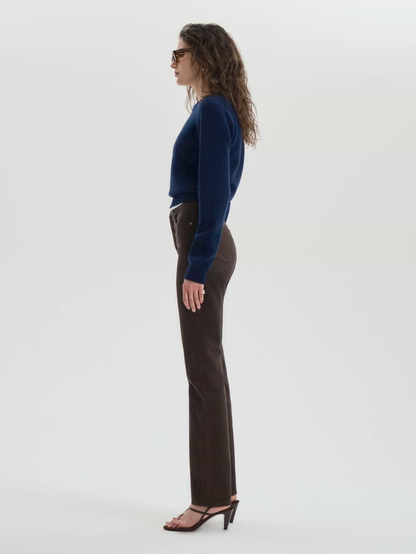 AFLALO Orwell Jean – Deep Truffle Rigid Denim - Model Side