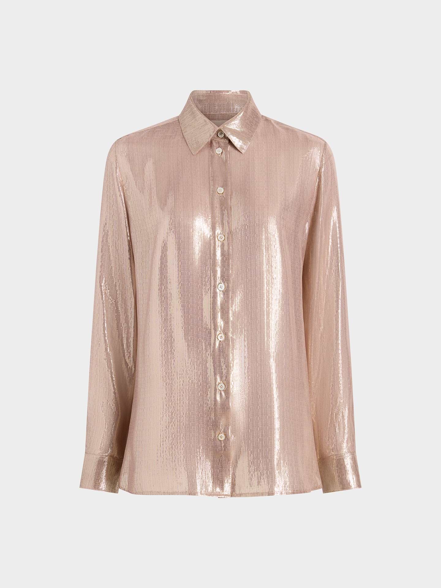 AFLALO Faun Shirt in Silk – Rose Quartz - Ghost Front