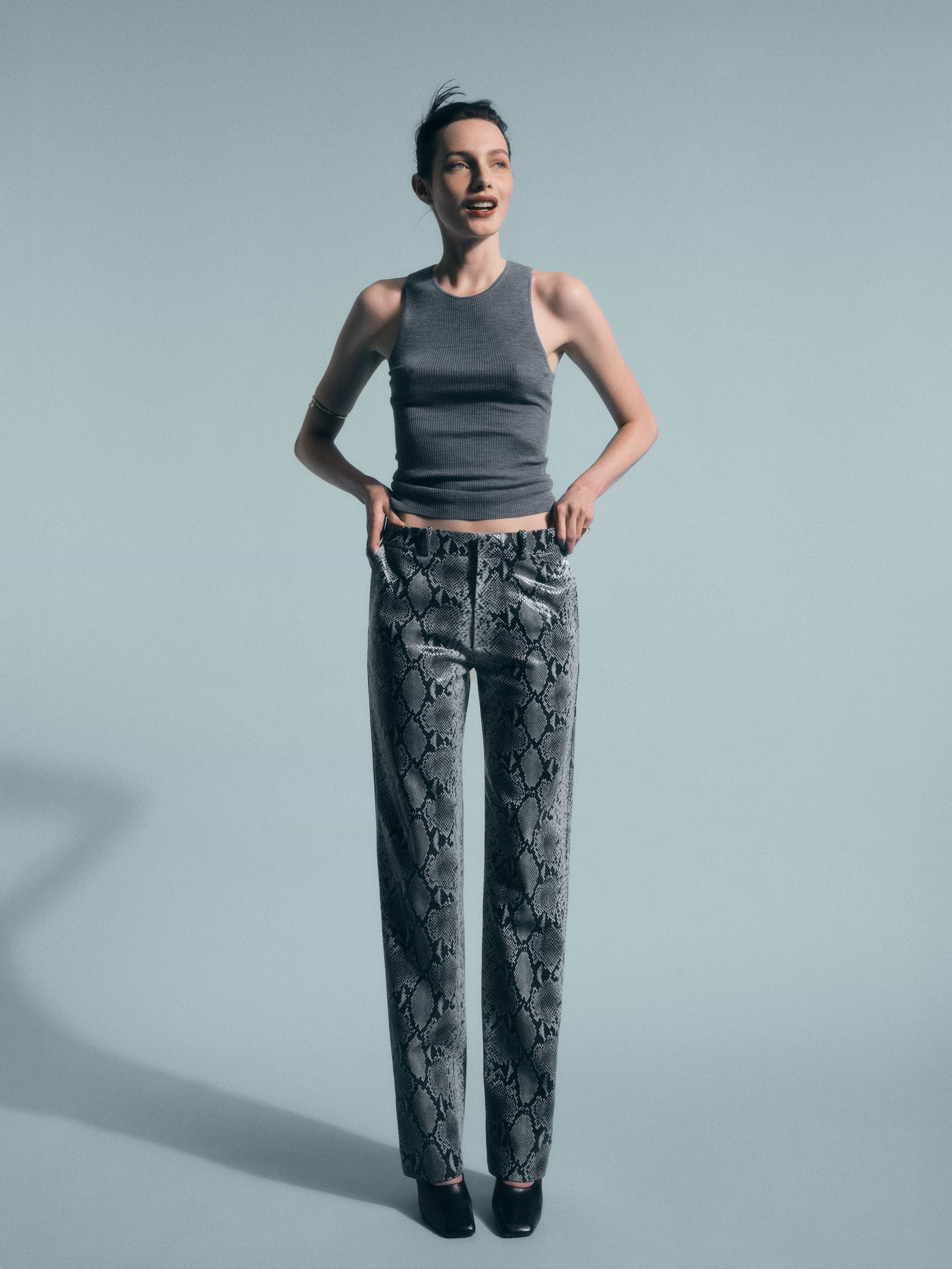 AFLALO Lazare Trouser in Python Embossed Leather – Racer - Campaign Model Front