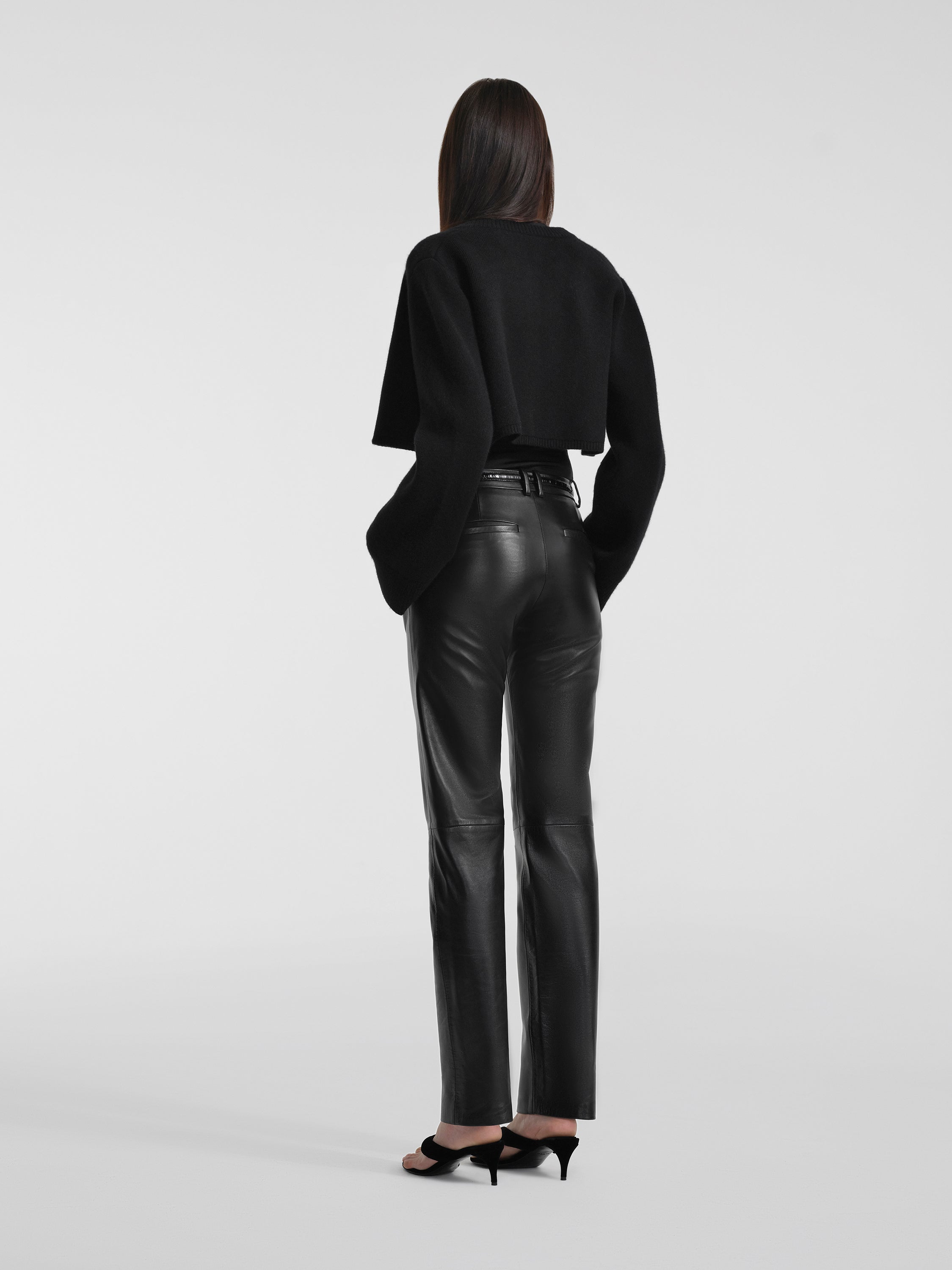AFLALO Ondyn Cardigan in Cashmere – Black - Model Back