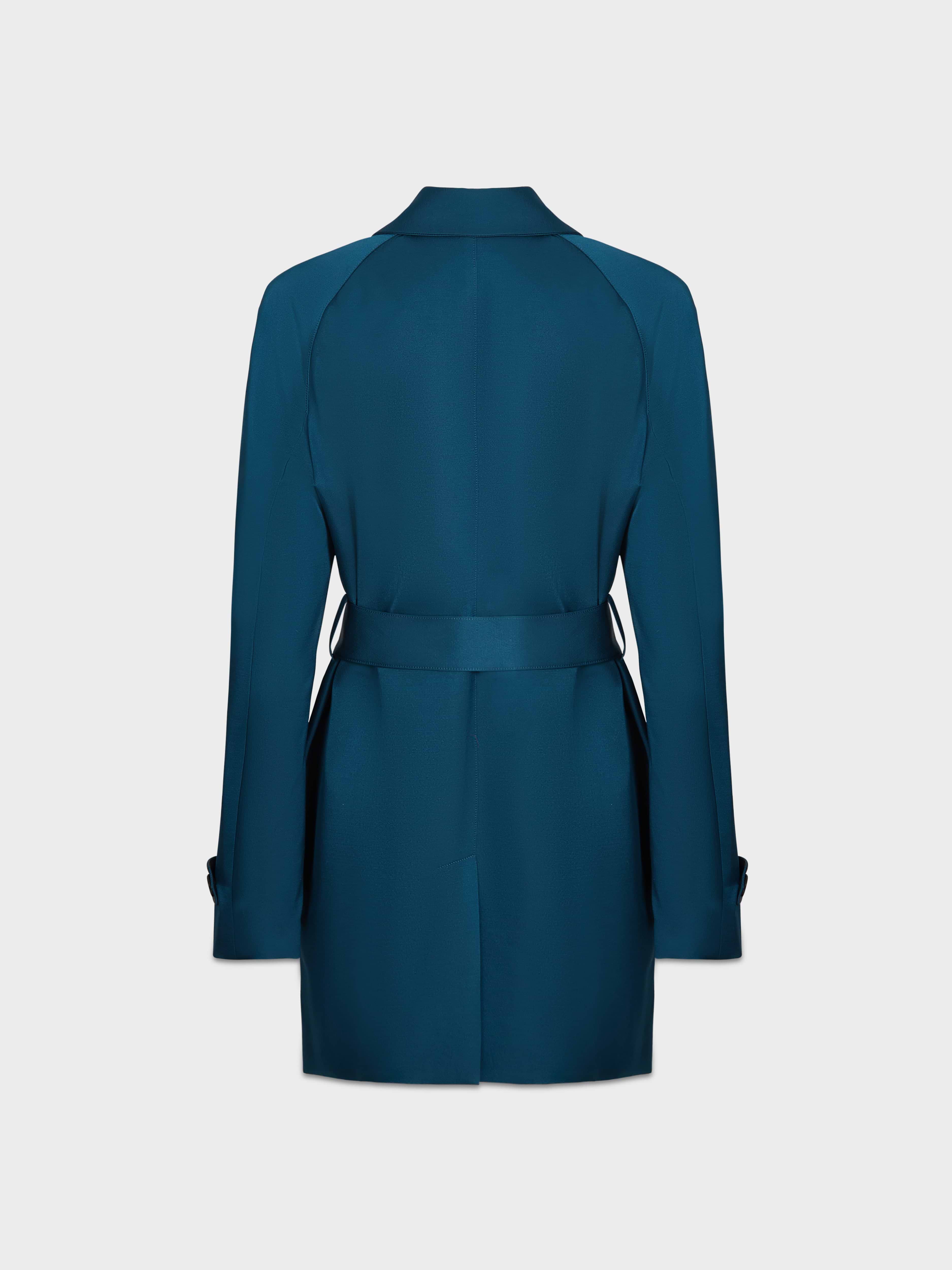 AFLALO Mira Jacket in Wool Silk – Canard - Ghost Back