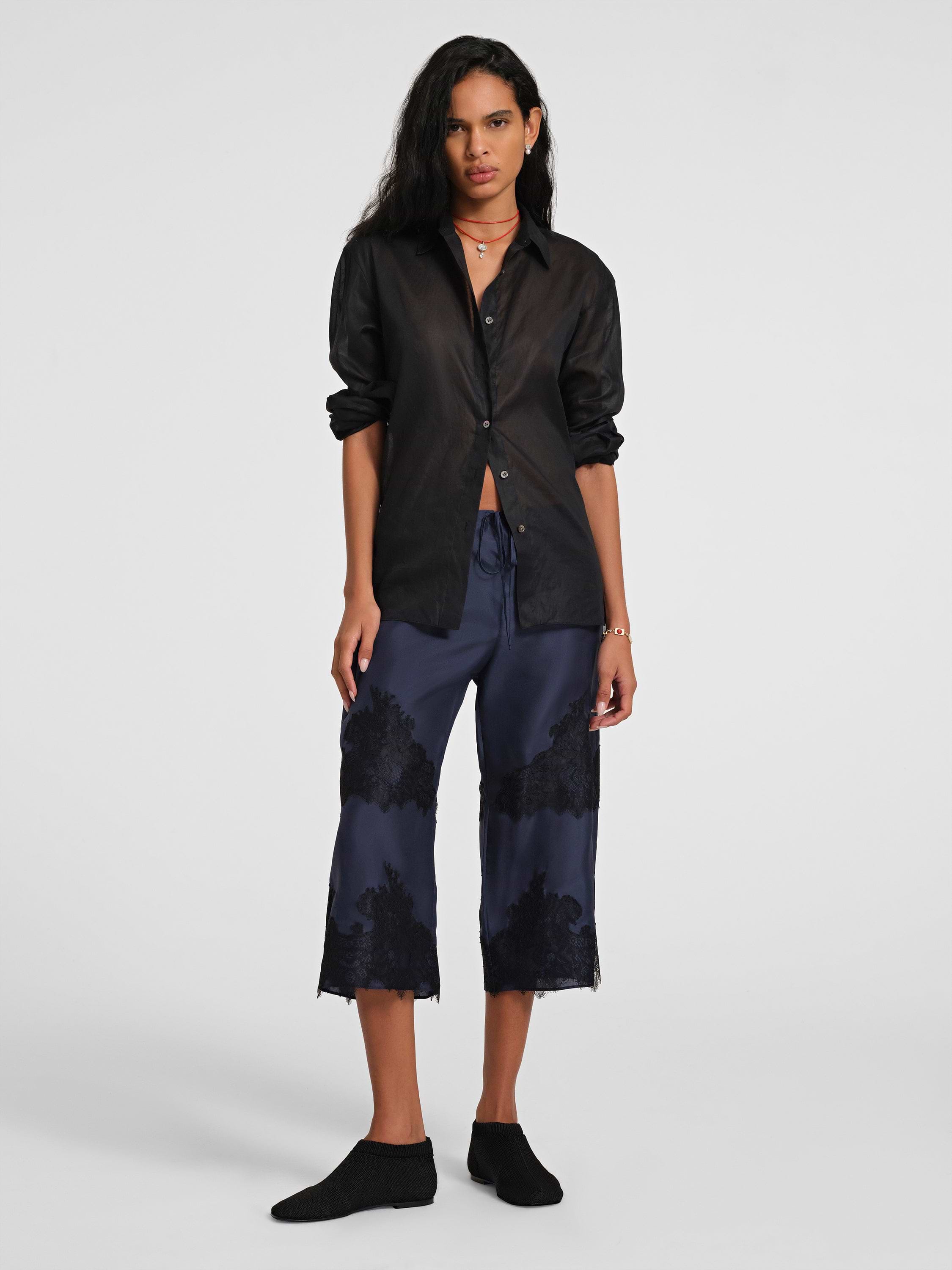 Maelis Pant Prussian Blue in Silk | AFLALO