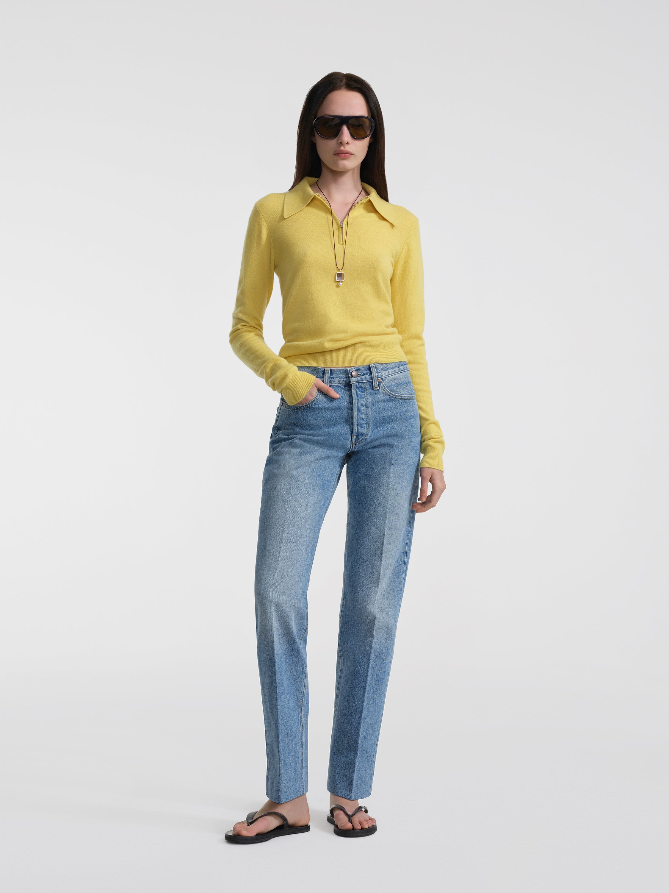 AFLALO Kundera Jean – Bruised Blue Rigid Denim - Model Front