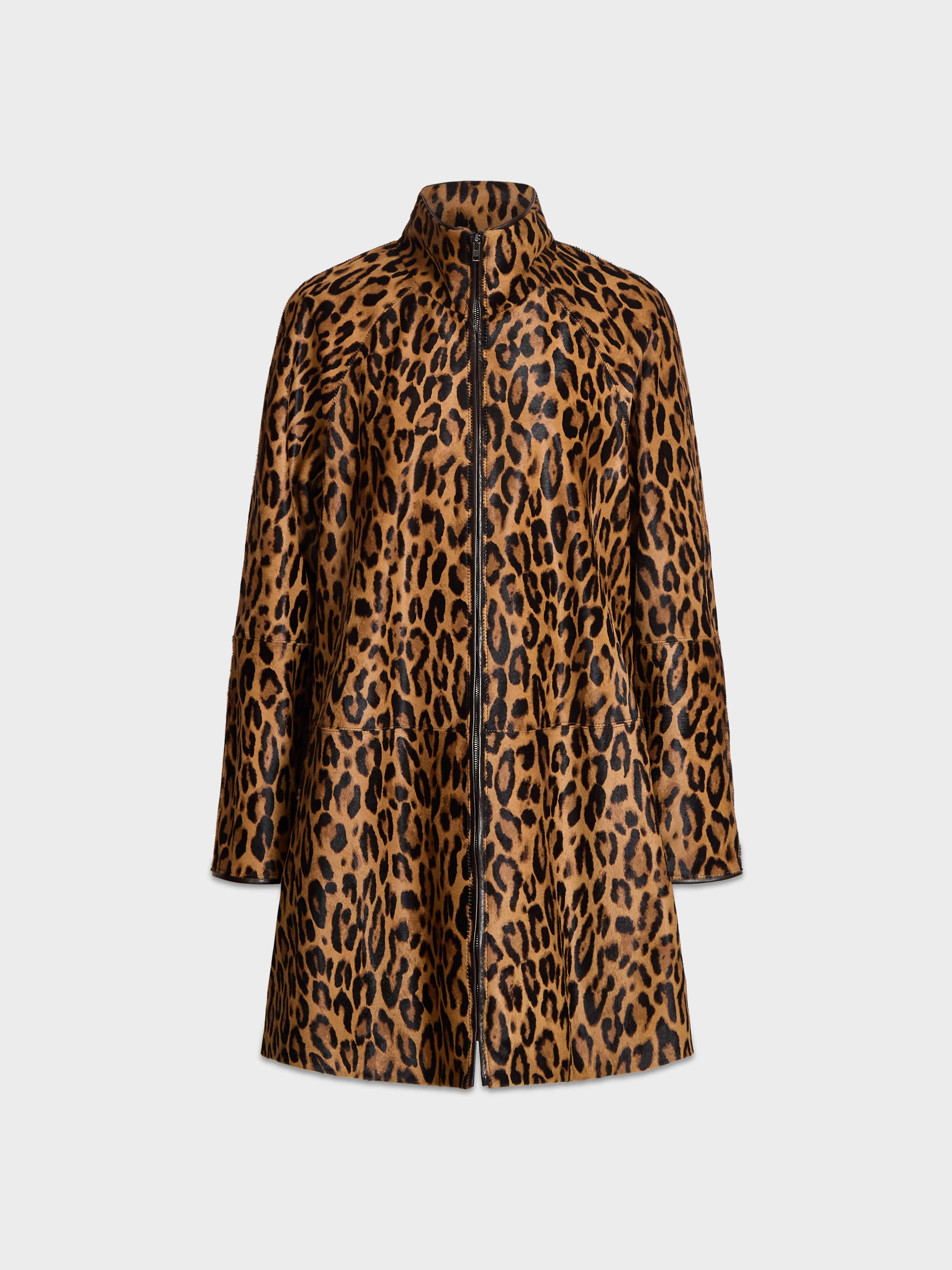 AFLALO Vanta Jacket in Ponyhair – Leopard - Ghost Front