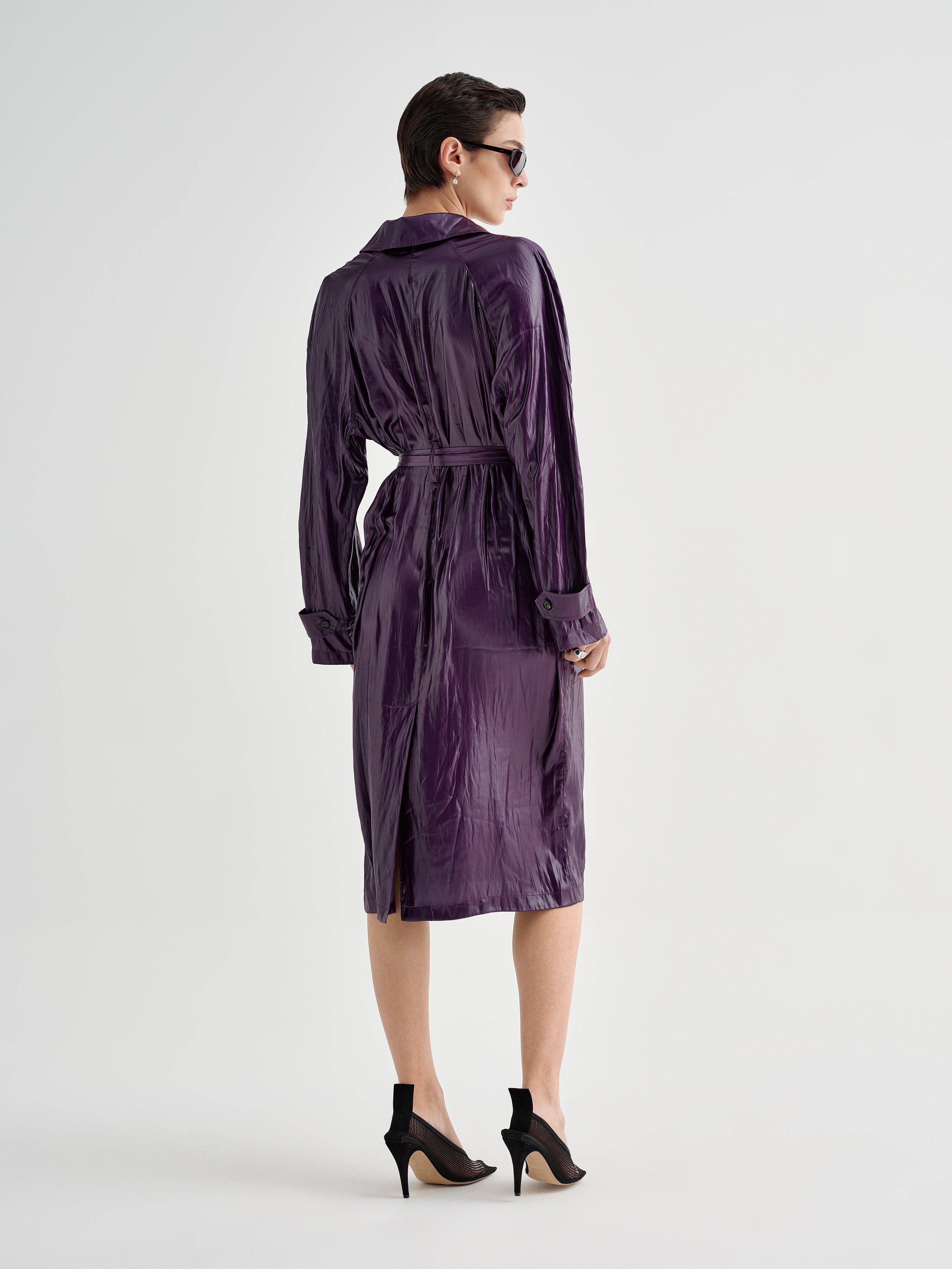 AFLALO Nicolette Dress in Balloon, Iris, back view on model