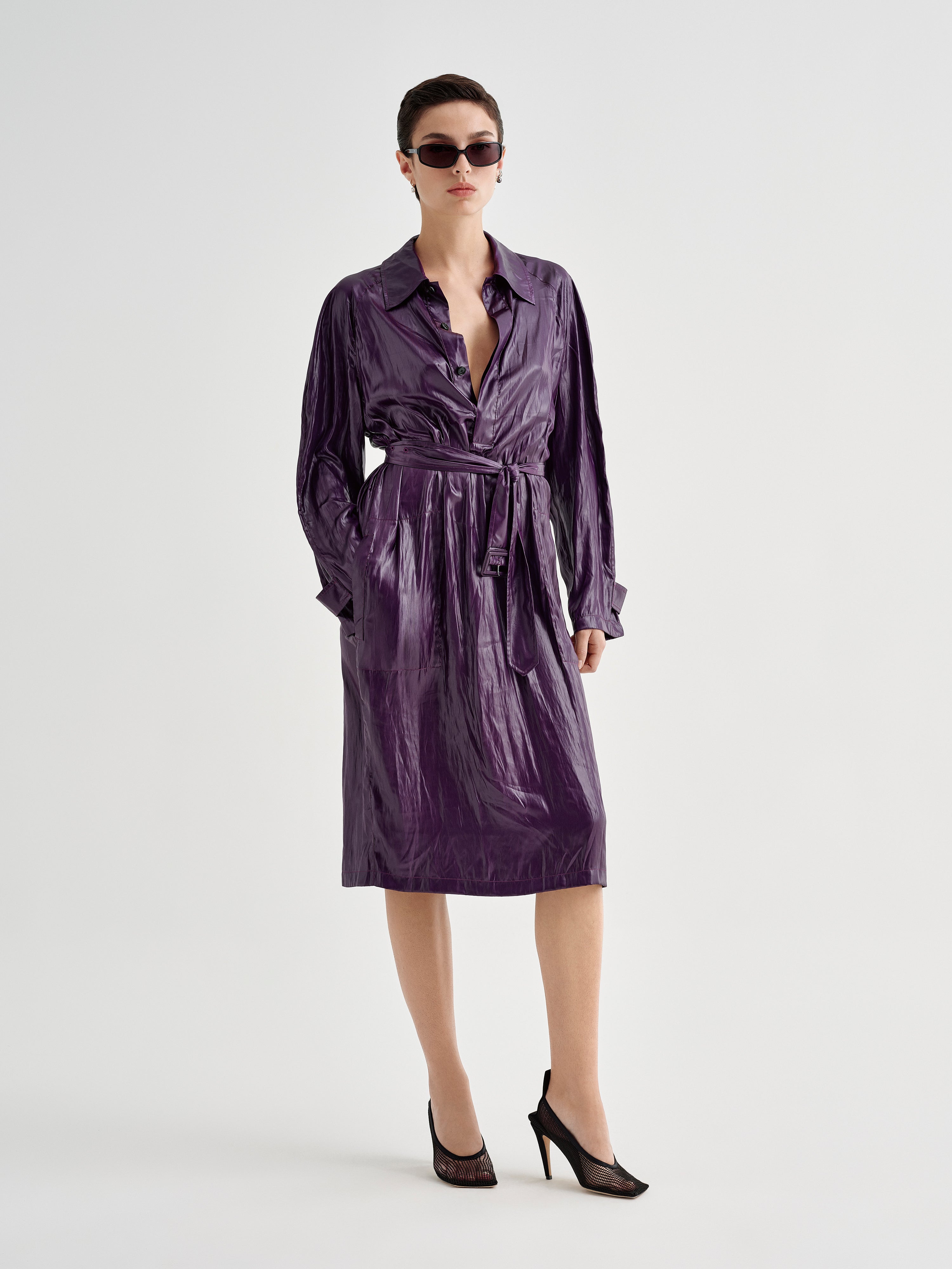 AFLALO Nicolette Dress in Balloon, Iris, front view on model