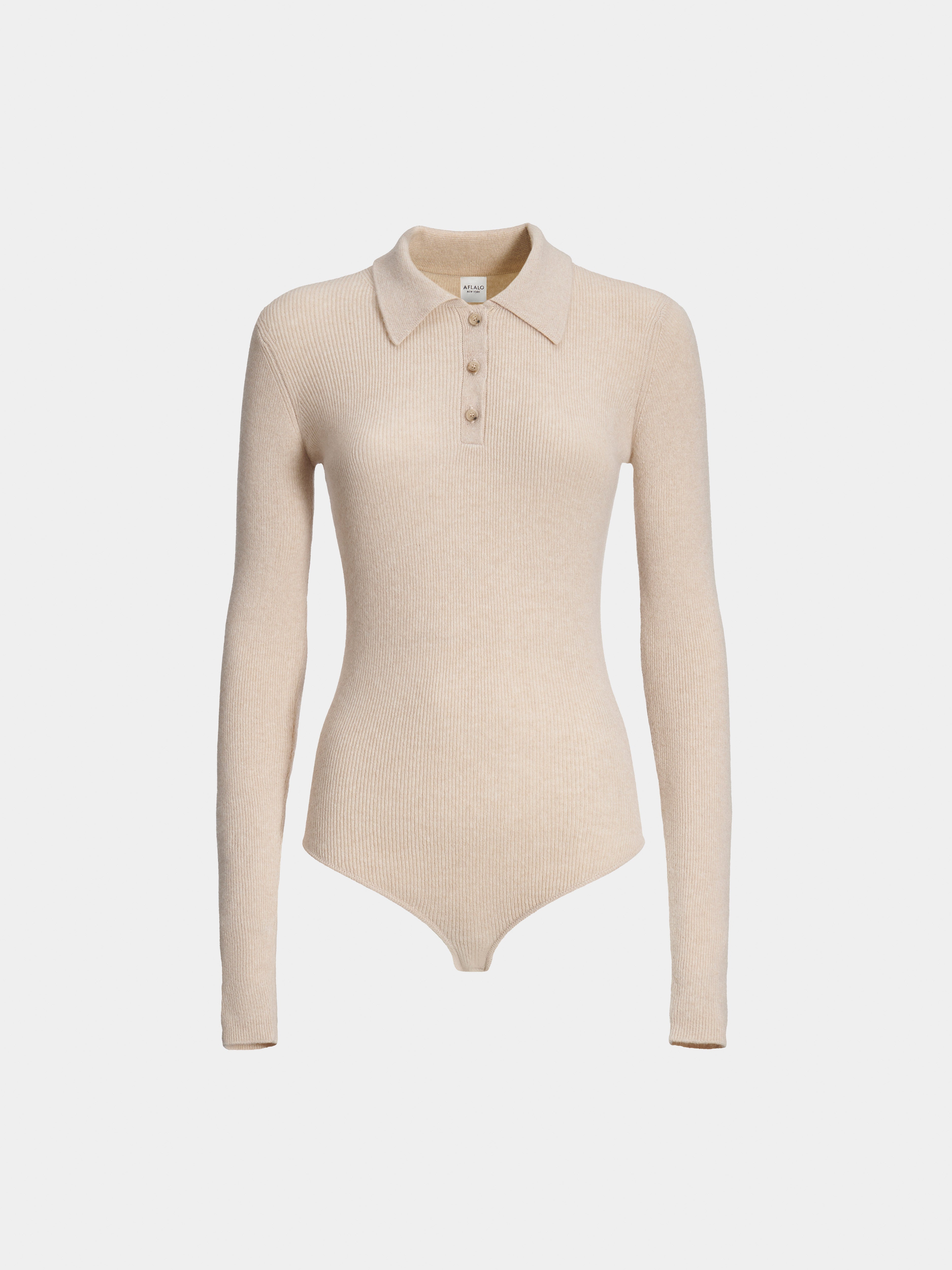 AFLALO Roan Polo in Cashmere, Oat, front view