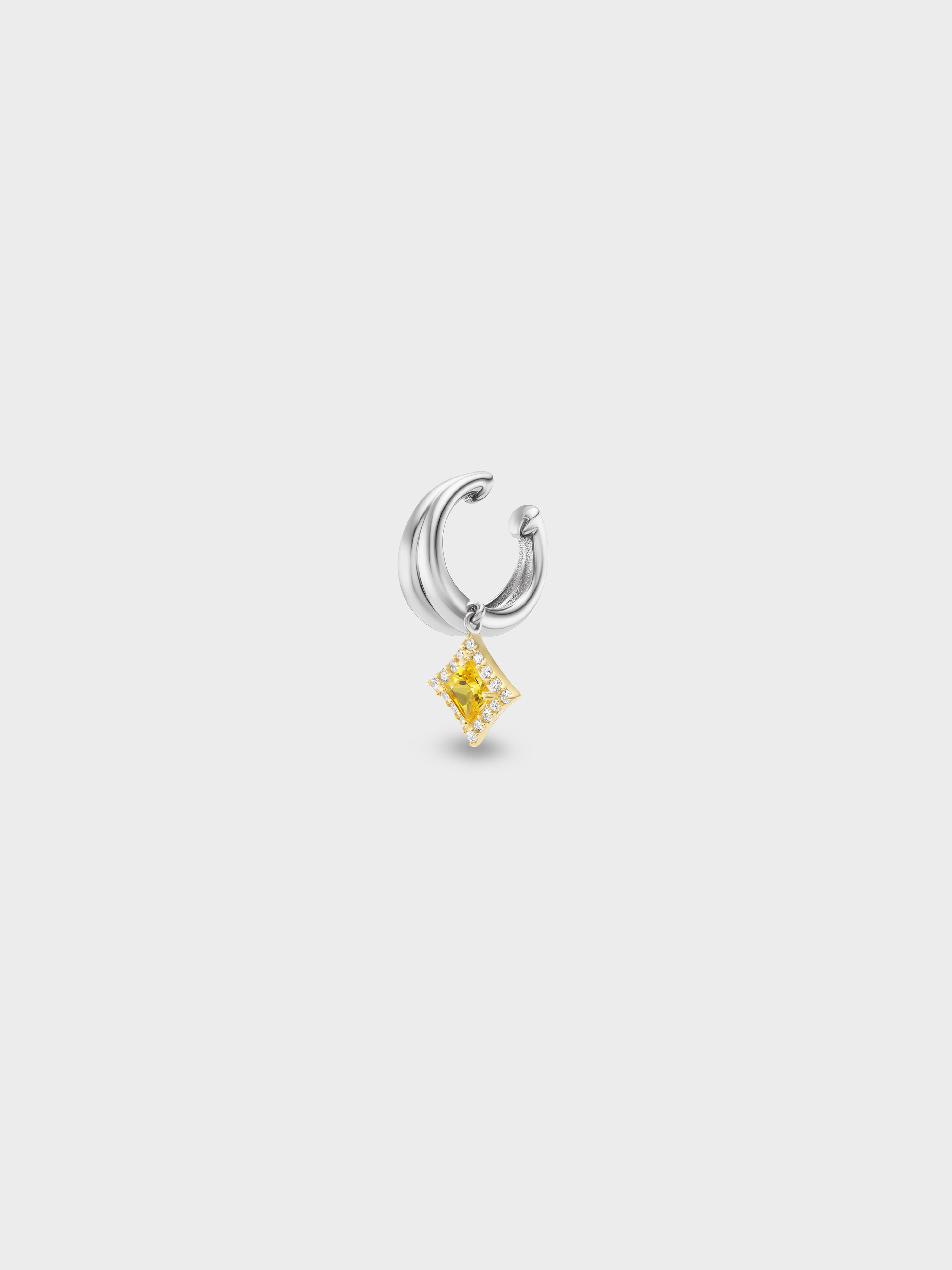 Golden Beam Ear Cuff in White Gold