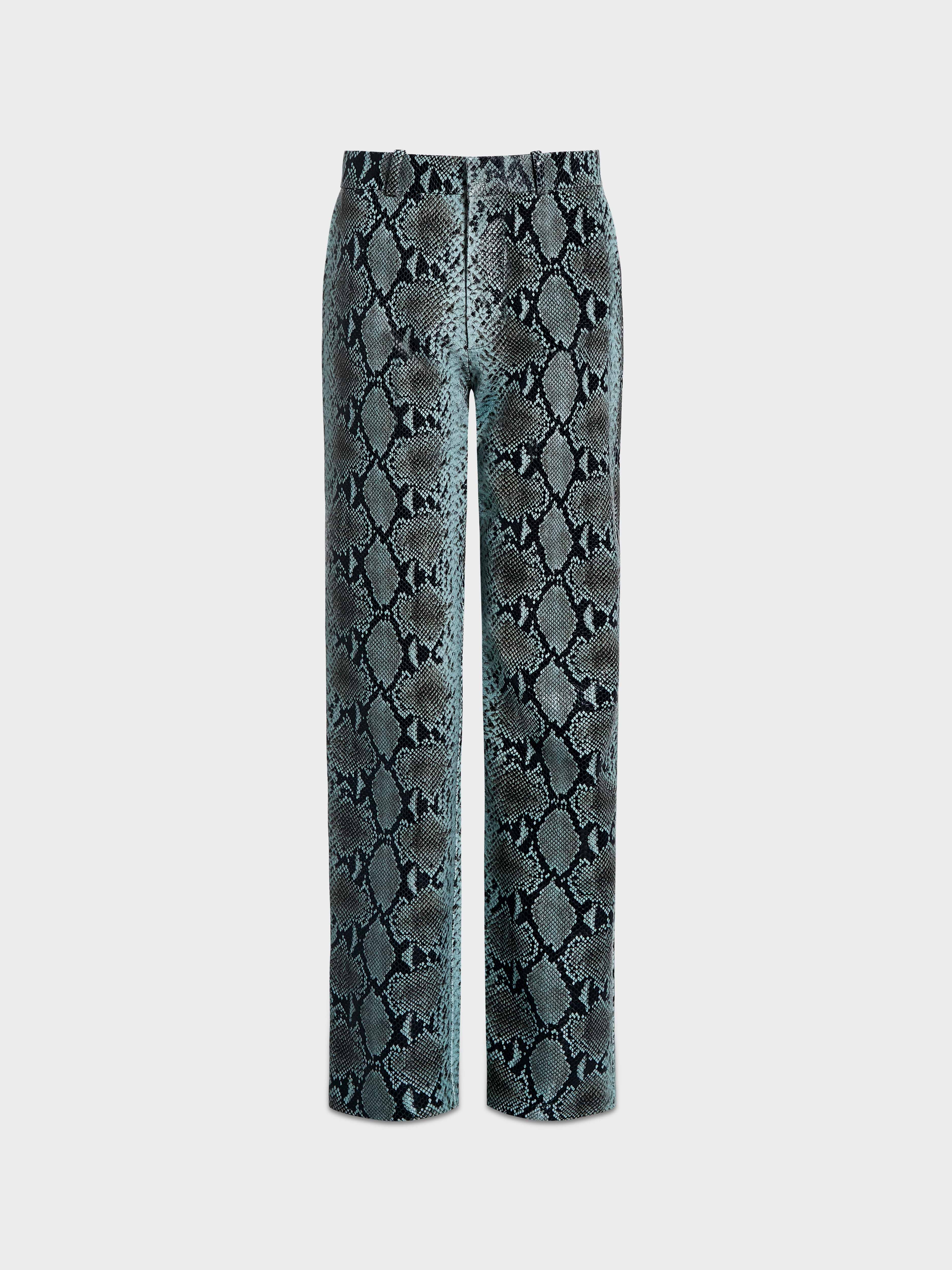 AFLALO Lazare Trouser in Python Embossed Leather – Racer - Ghost Front