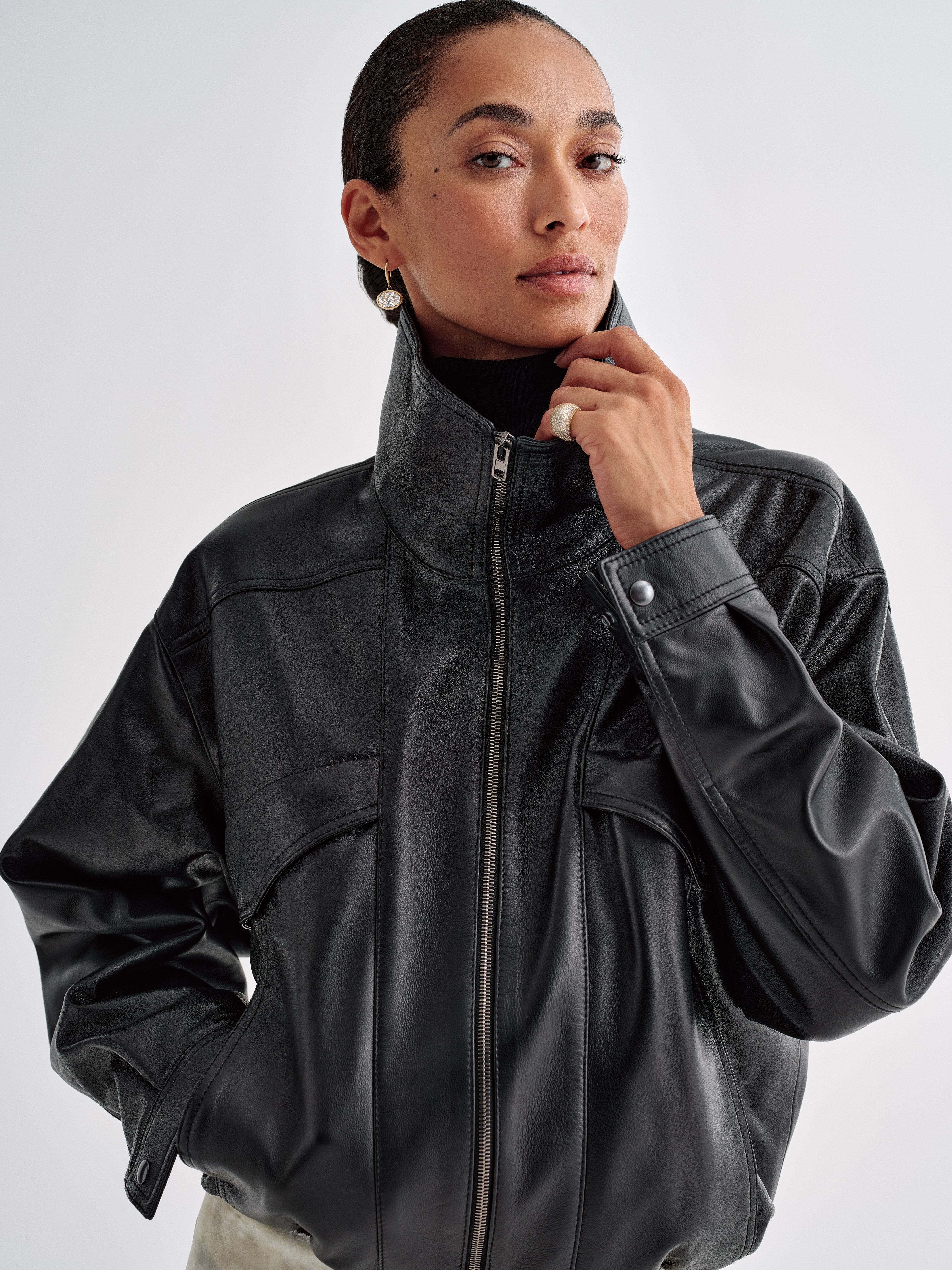 Zadie Jacket Black in Nappa Leather | AFLALO
