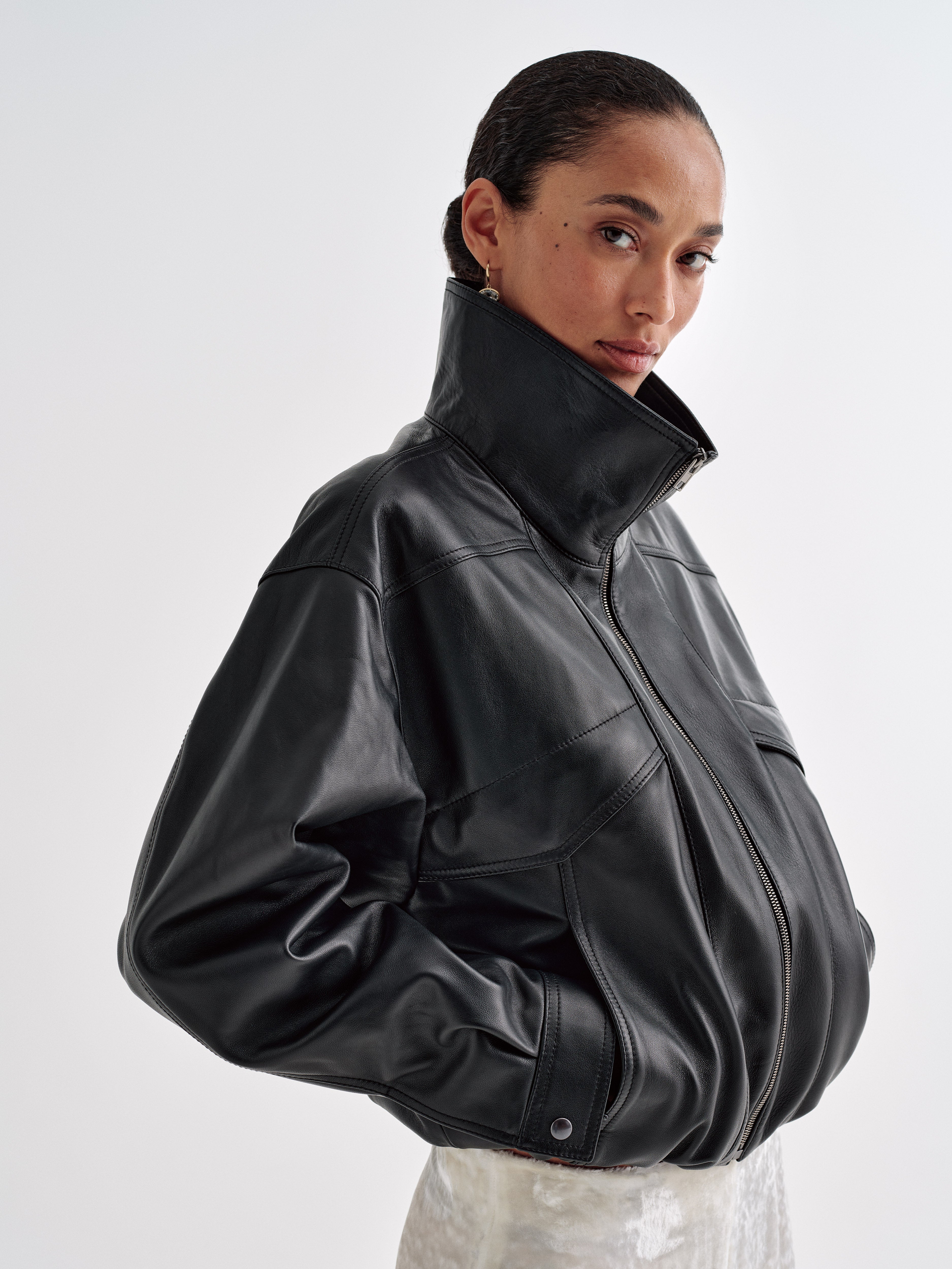 Zadie Jacket Black in Nappa Leather | AFLALO