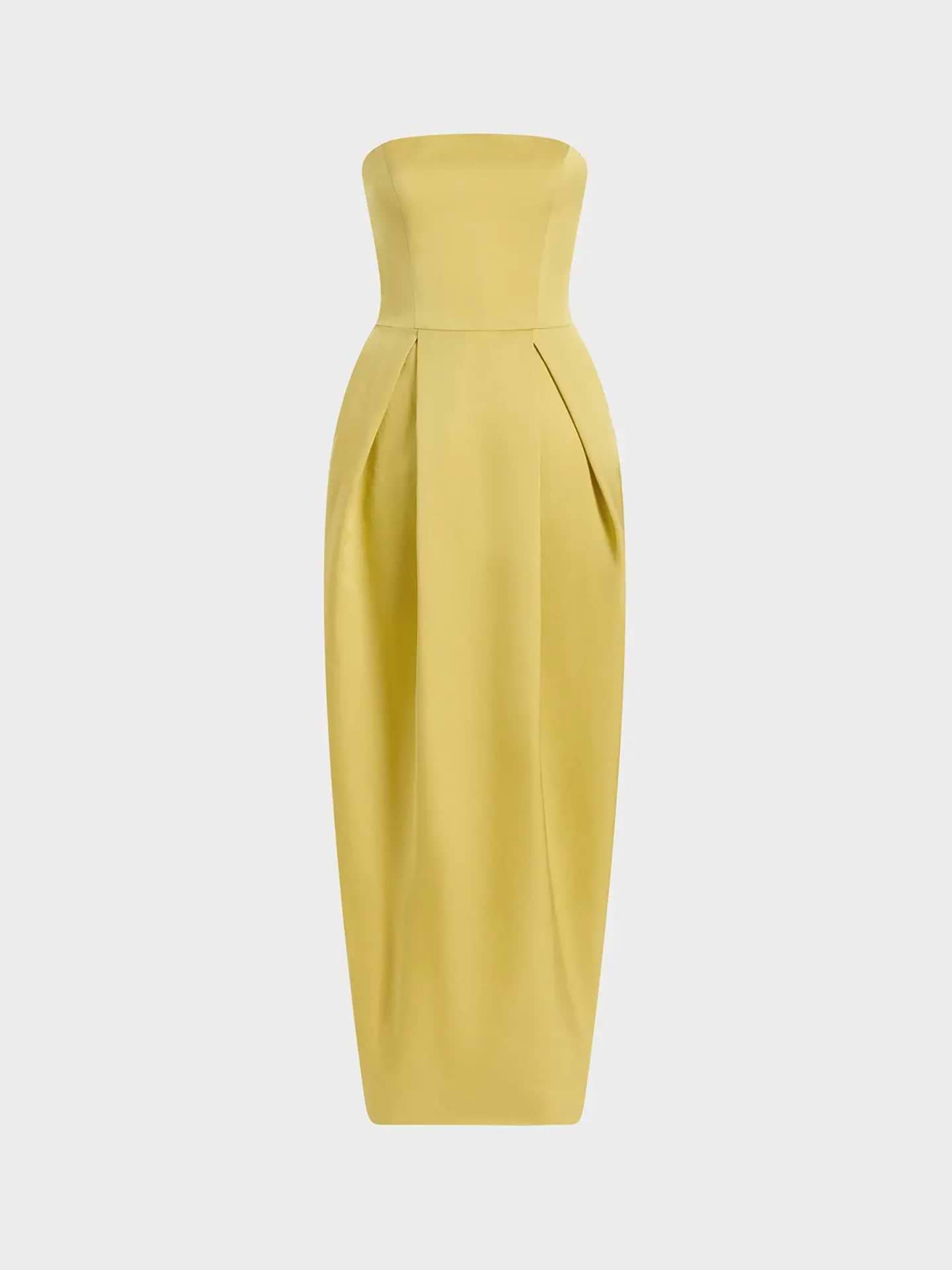 AFLALO Alune Dress in Wool Silk – Citron - Ghost Front