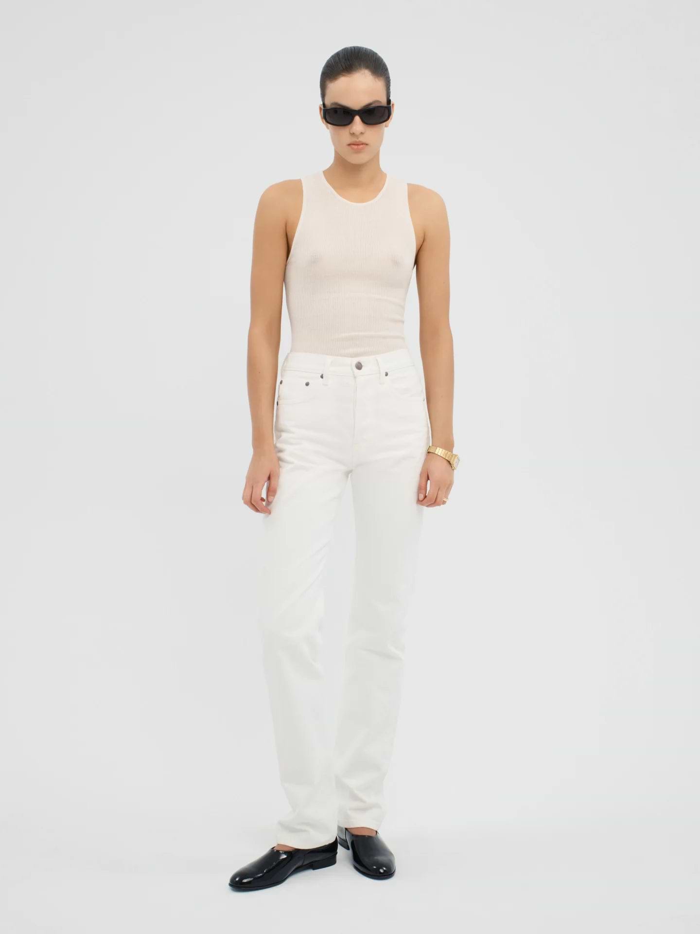 AFLALO Orwell Jean – Marshmallow White Rigid Denim - Model Front