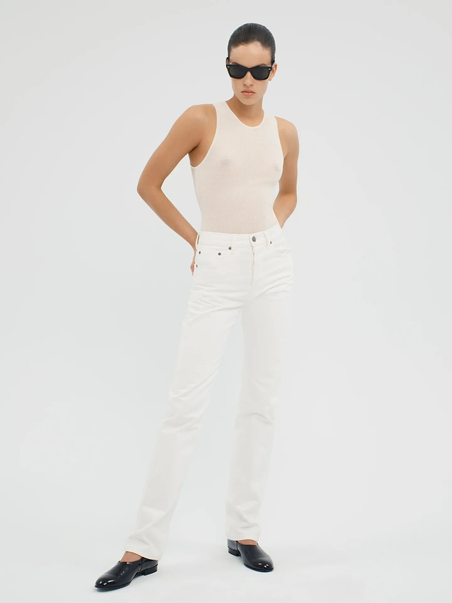 AFLALO Orwell Jean – Marshmallow White Rigid Denim - Model Front 2