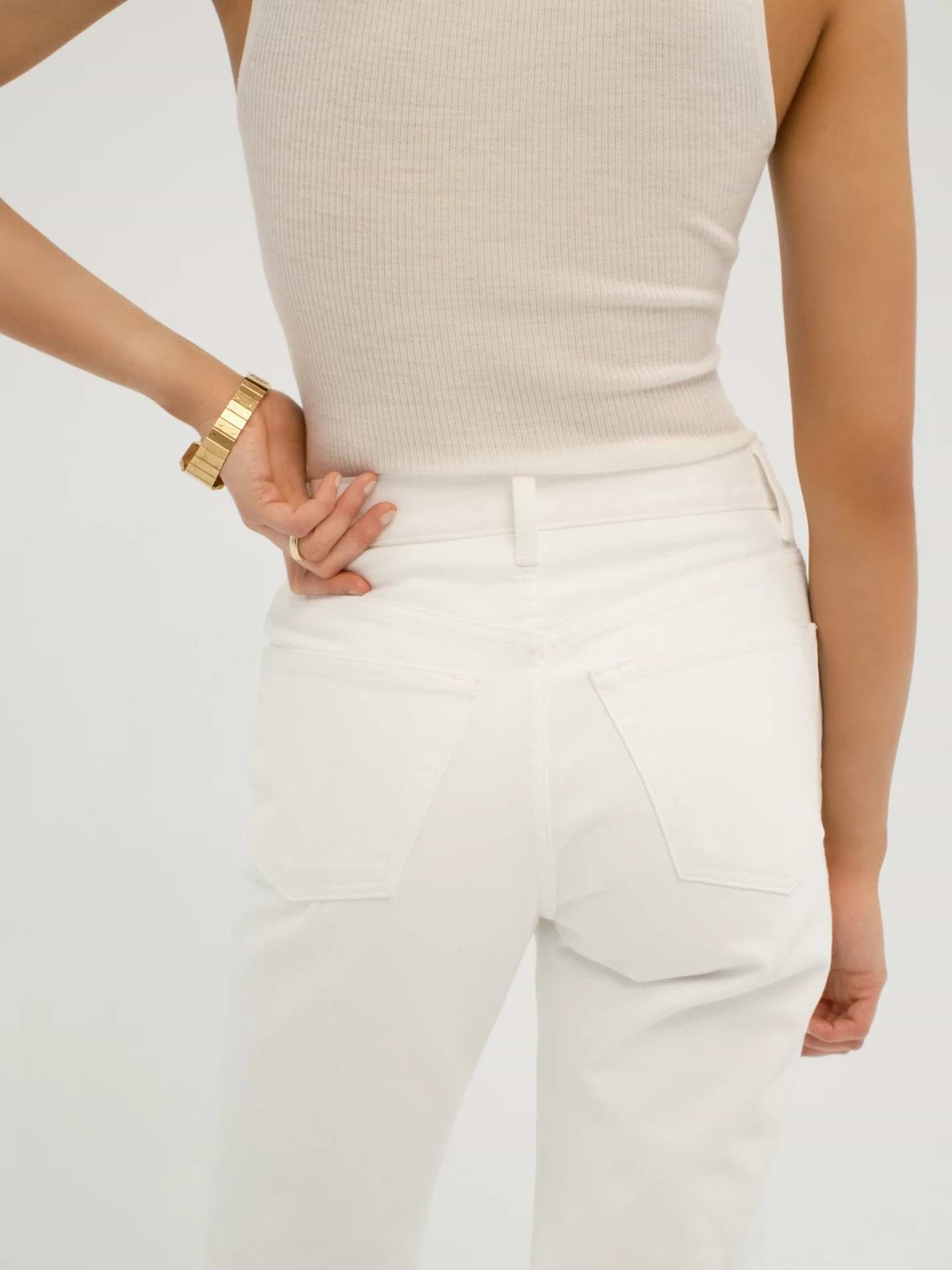 AFLALO Orwell Jean – Marshmallow White Rigid Denim - Model Back Detail