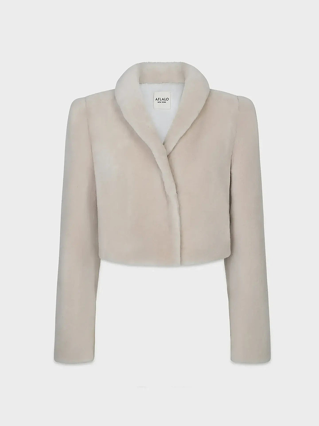 AFLALO Moura Coat in Shearling – Moonbeam - Ghost Front