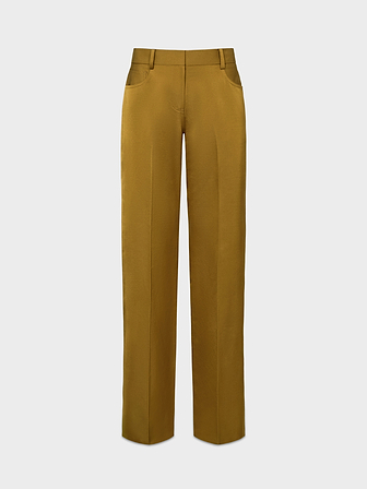 AFLALO Junia Pant in Wool Silk – Olive - Ghost Front