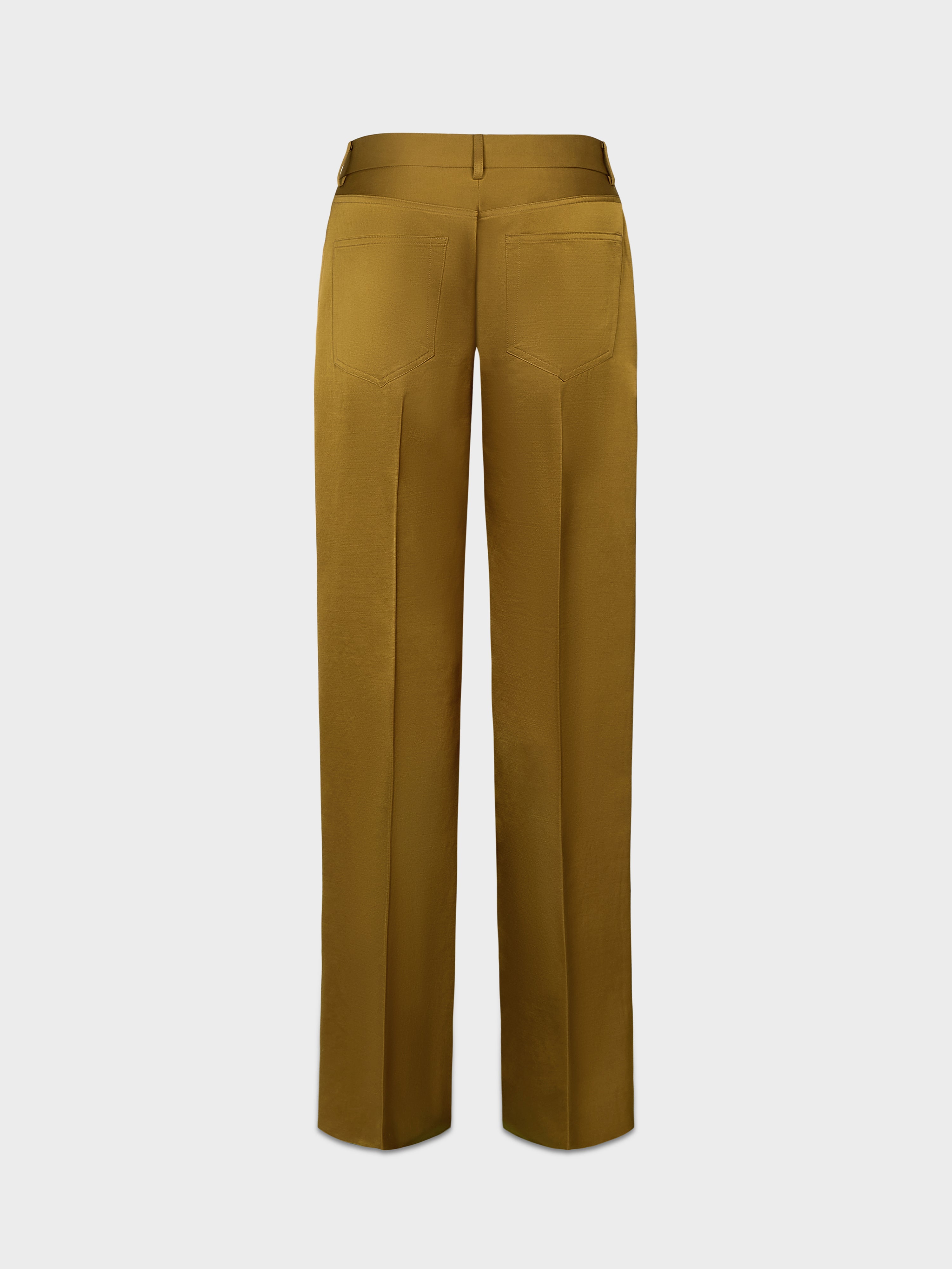 AFLALO Junia Pant in Wool Silk– Olive - Ghost Back