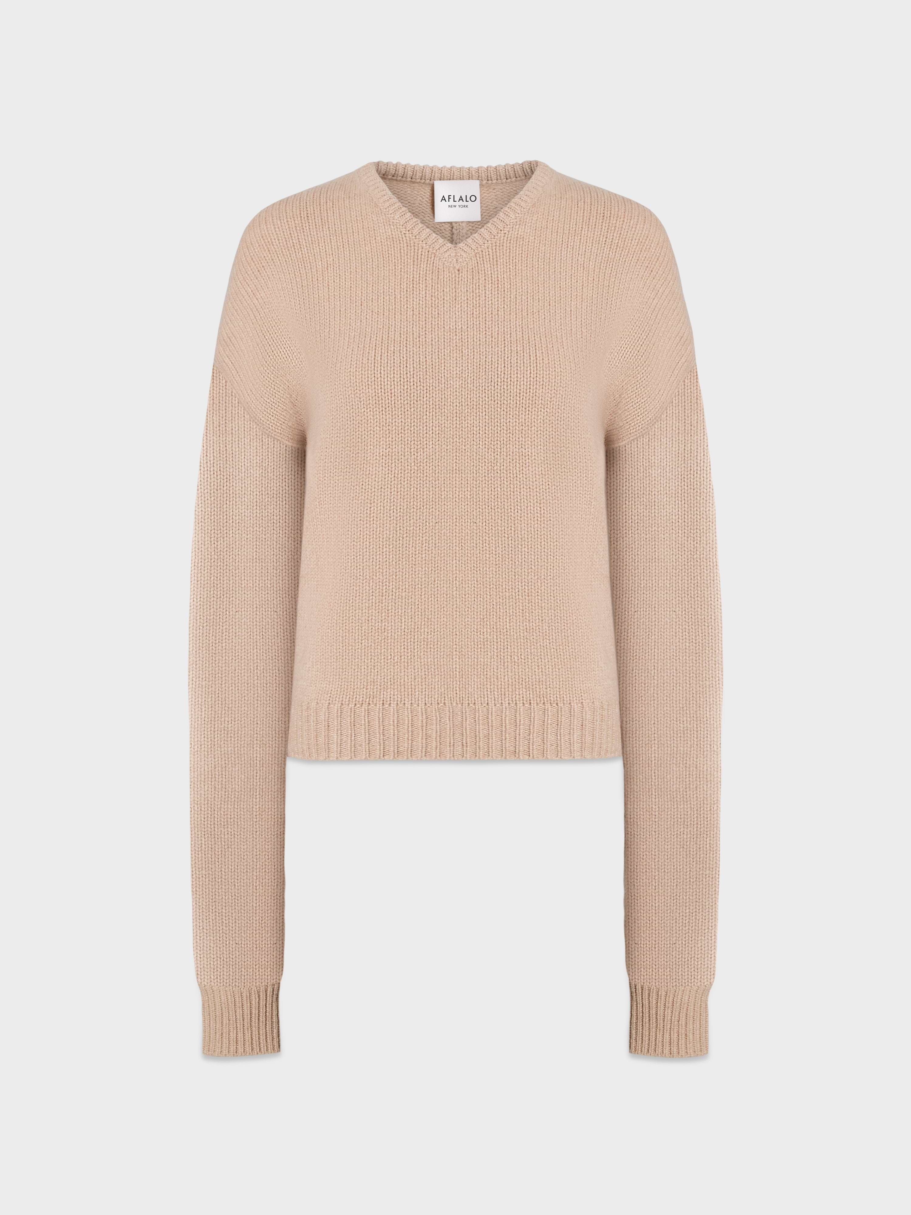 AFLALO Oraya Sweater in Cashmere – Toffee Melange - Ghost Front