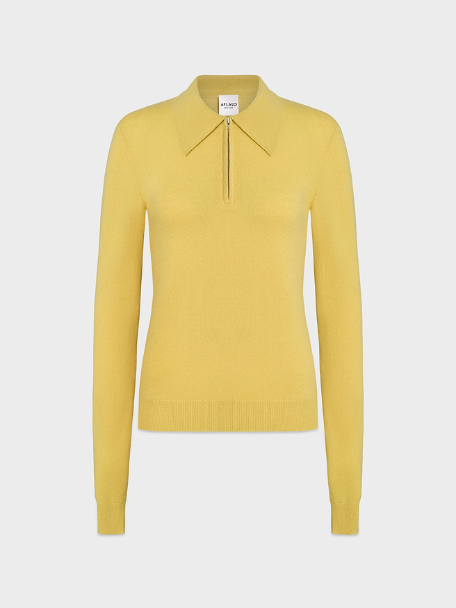 AFLALO Ona Sweater in Cashmere – Citron - Ghost Front