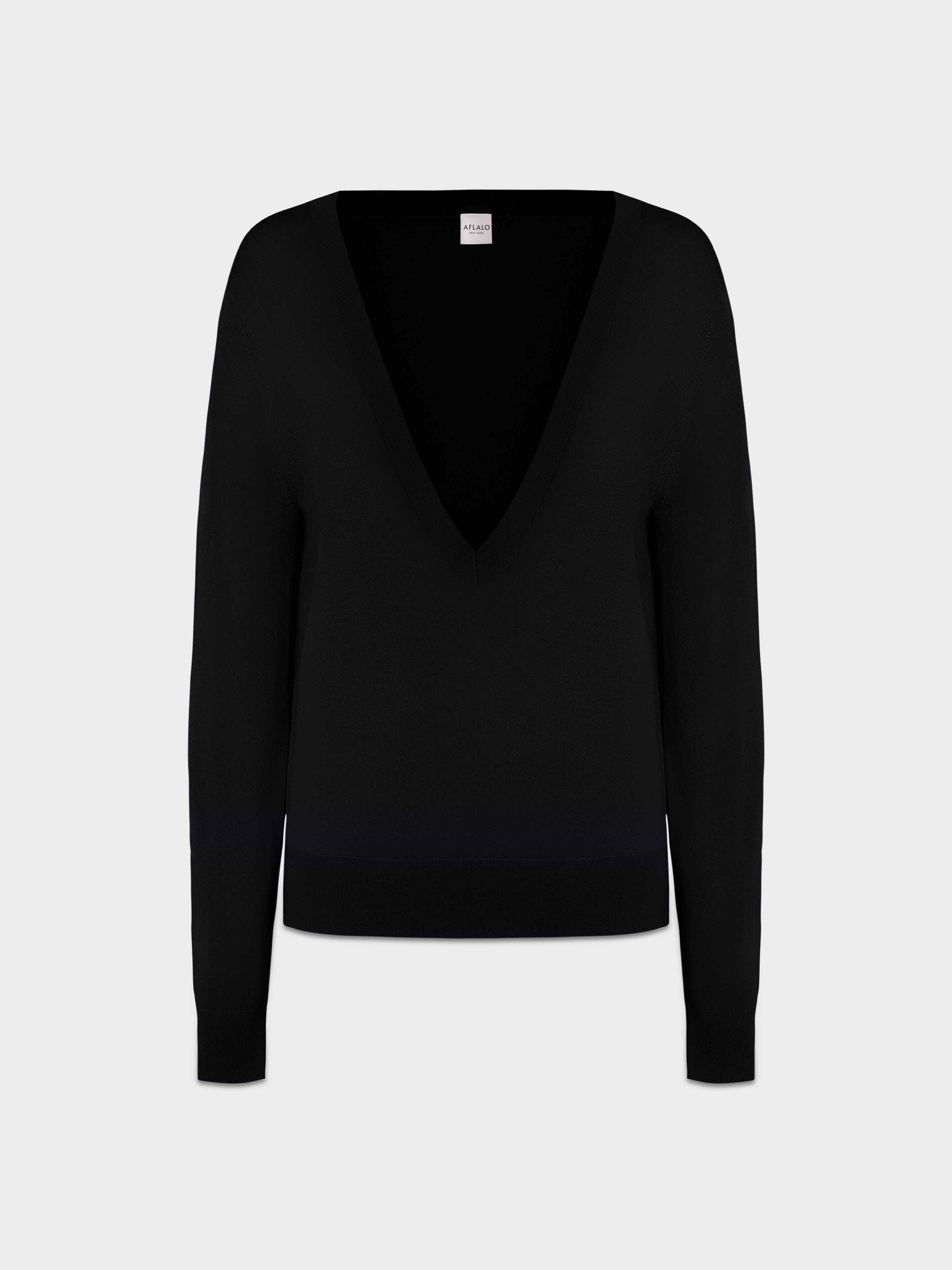 AFLALO Marana Sweater in Wool – Black - Ghost Front