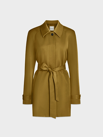 AFLALO Mira Jacket in Wool Silk – Olive - Ghost Front