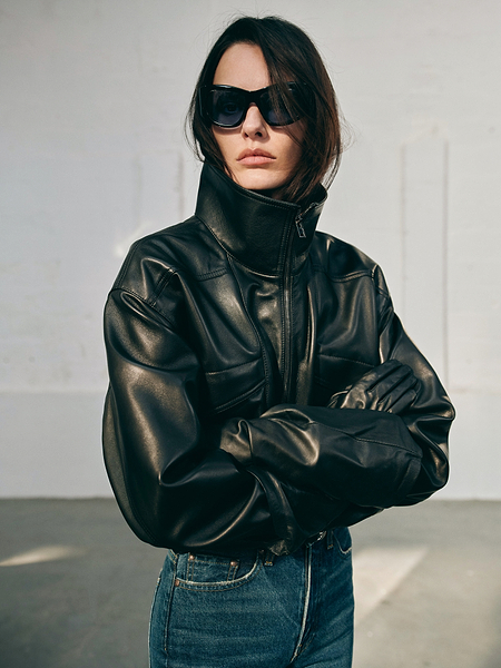 Zadie Jacket Black in Nappa Leather | AFLALO