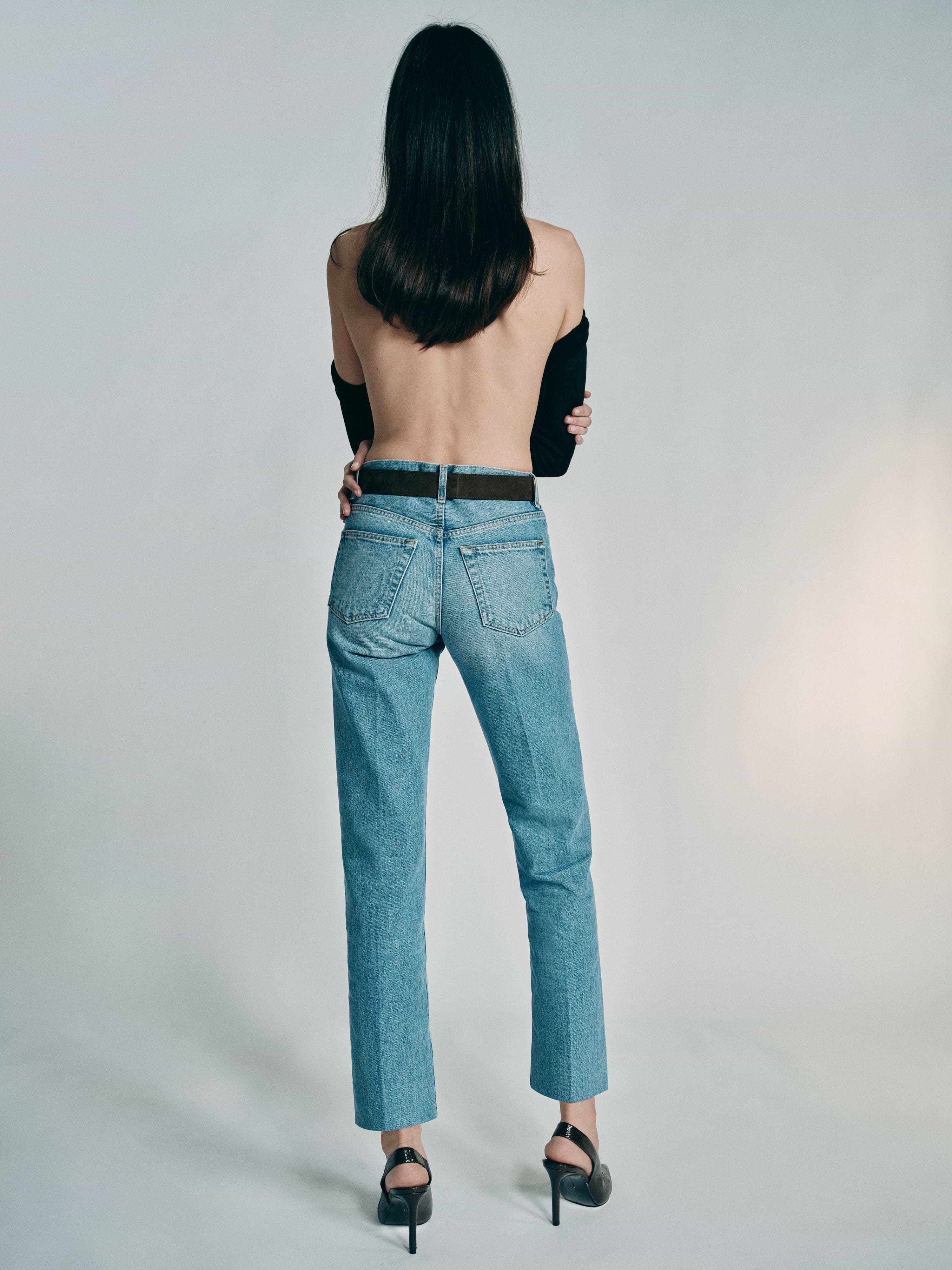 AFLALO Kundera Jean – Bruised Blue Rigid Denim - Model Back
