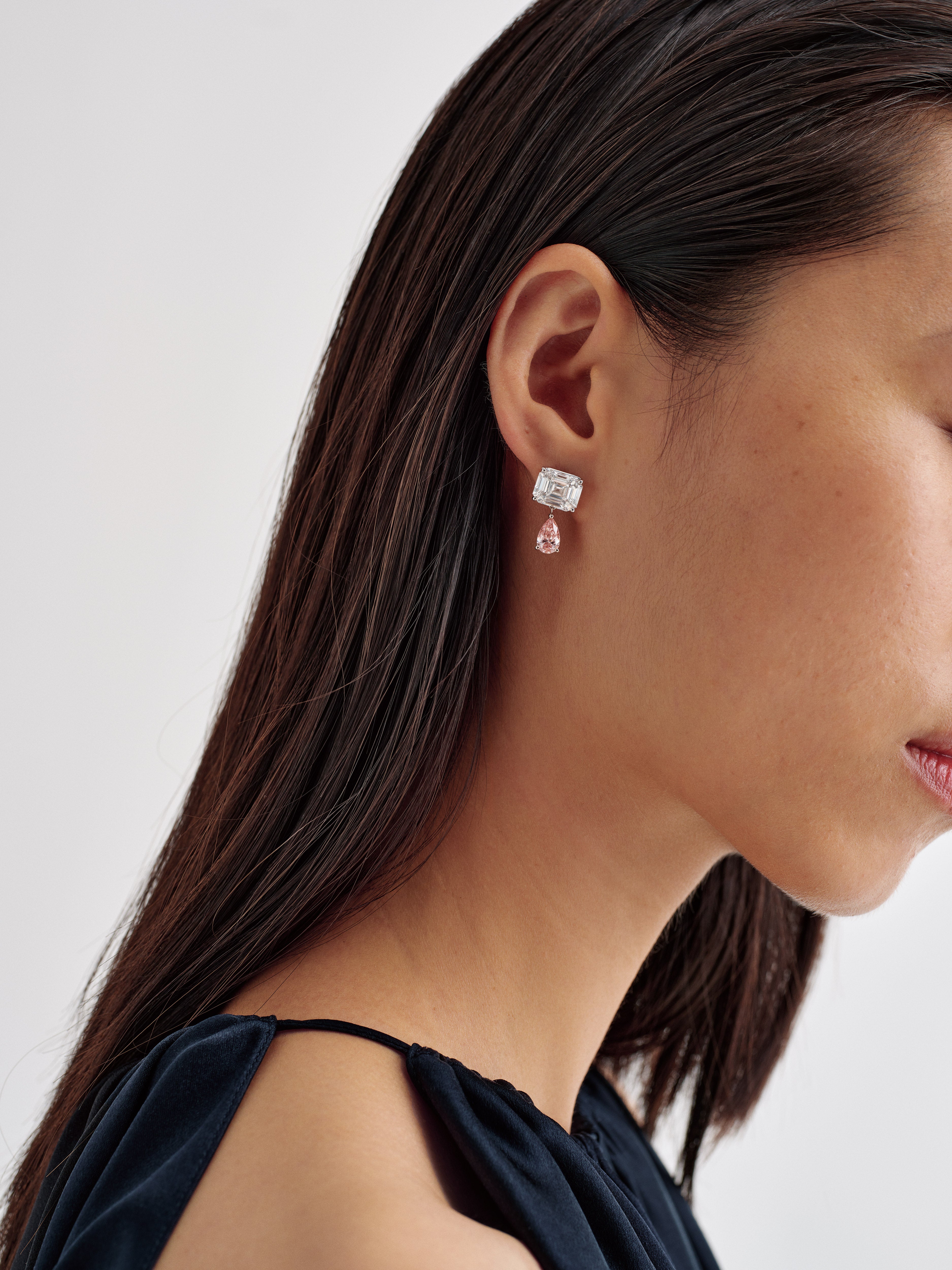 Tennis Drop Earrings in Mixed Gold