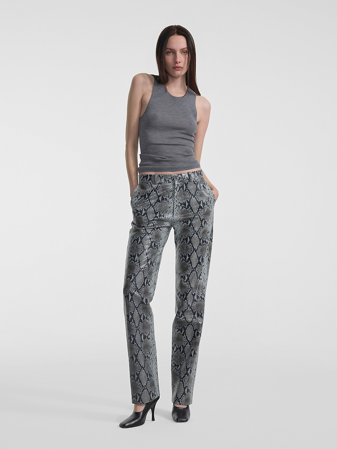 AFLALO Lazare Trouser in Python Embossed Leather – Racer - Model Front