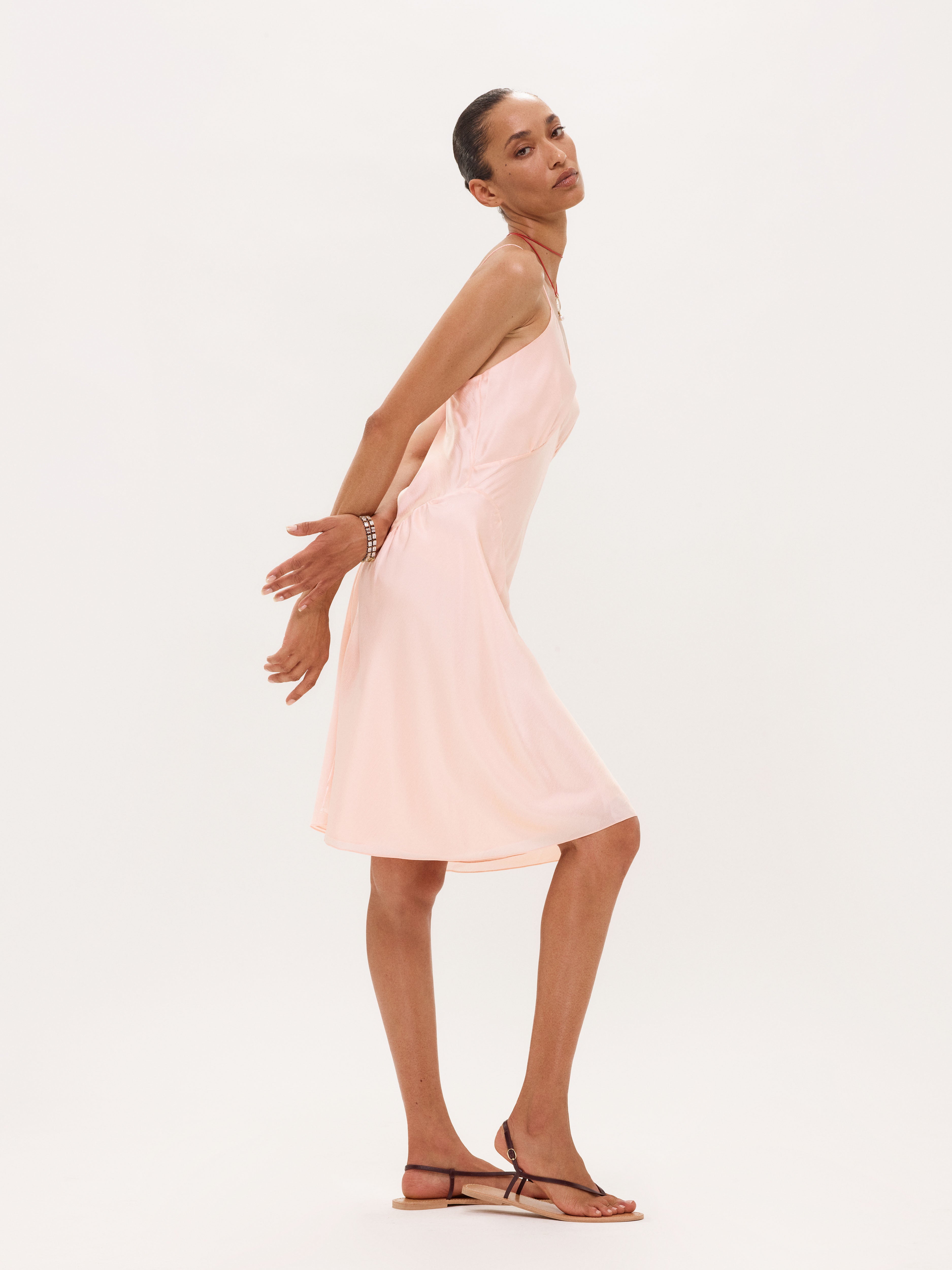 Evie Dress Melon in Silk