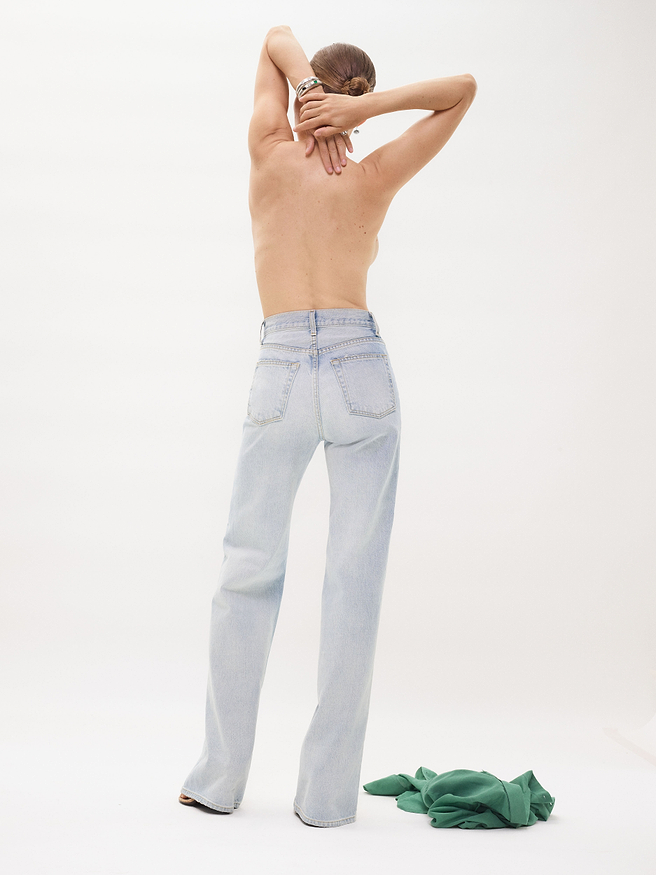 AFLALO Hardy Jean in Rigid Denim – Salt Air - Model Back Posed