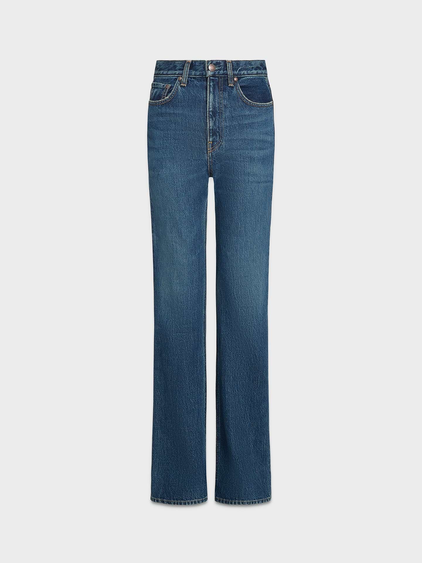 AFLALO Brontë Jean – Subdued Indigo Rigid Denim - Ghost Front