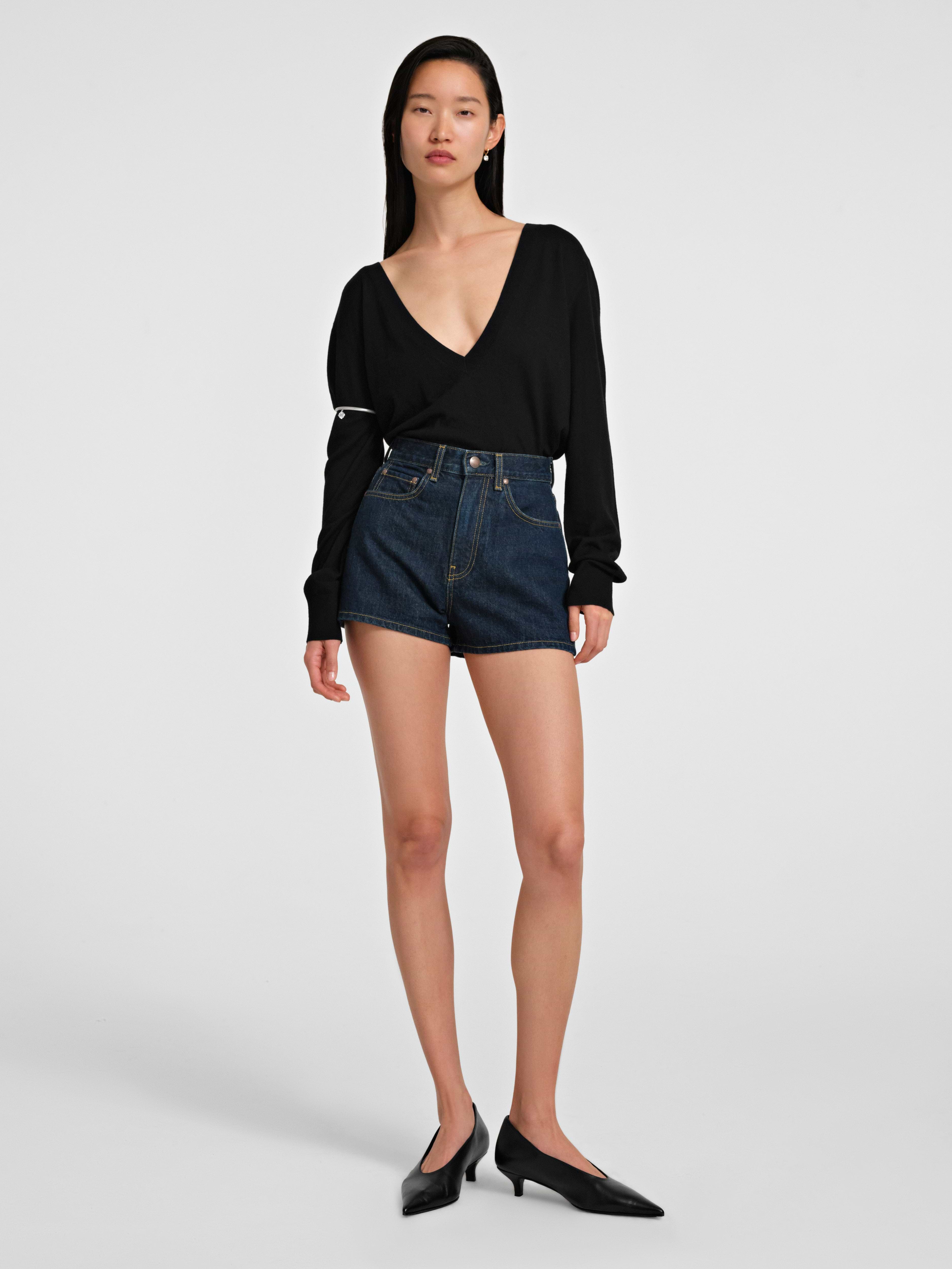 AFLALO Chopin Short in Rigid Denim – Nihon Rinse - Model Front