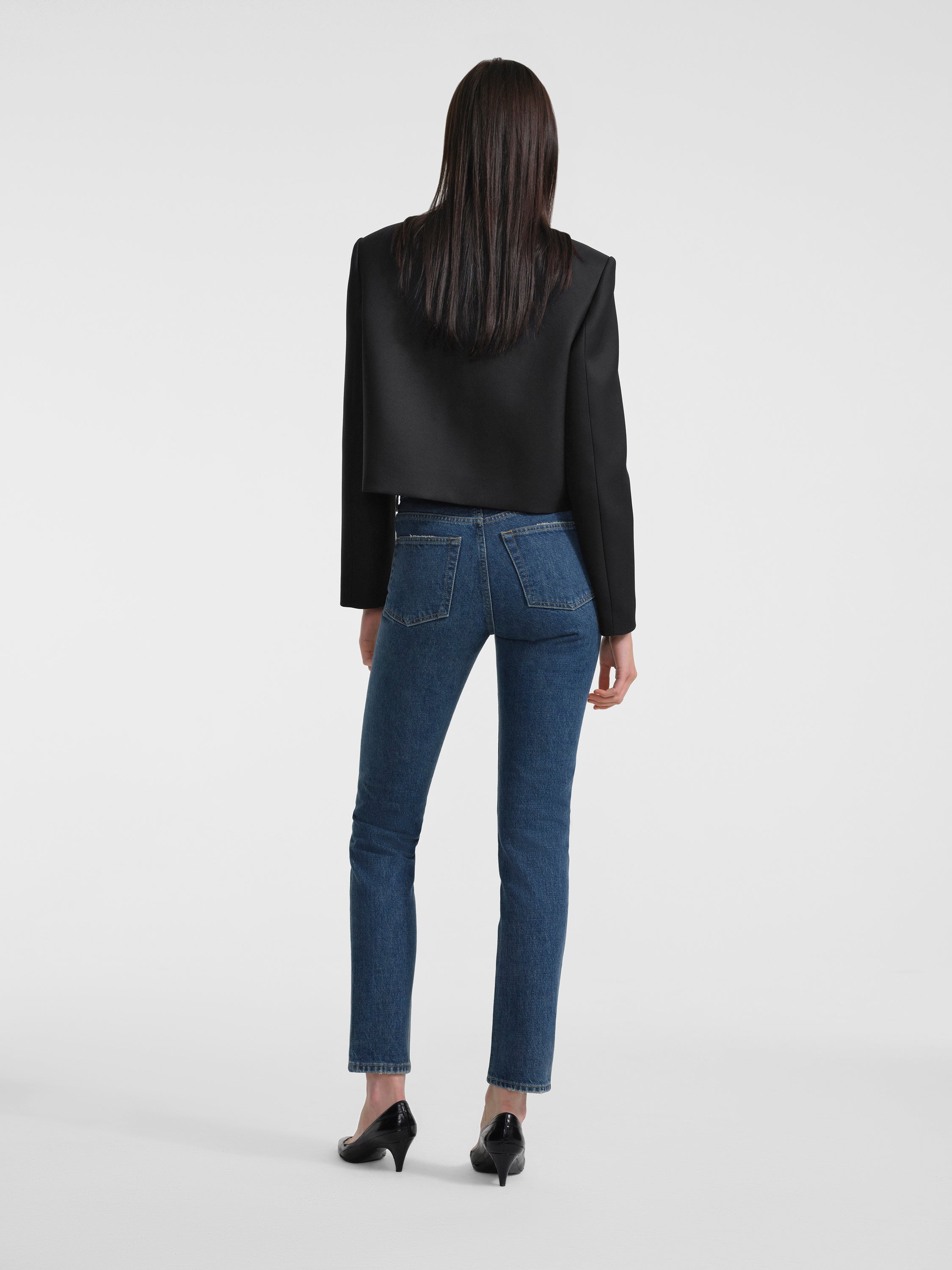 AFLALO Duras Jean in Rigid Denim – Subdued Indigo - Model Back