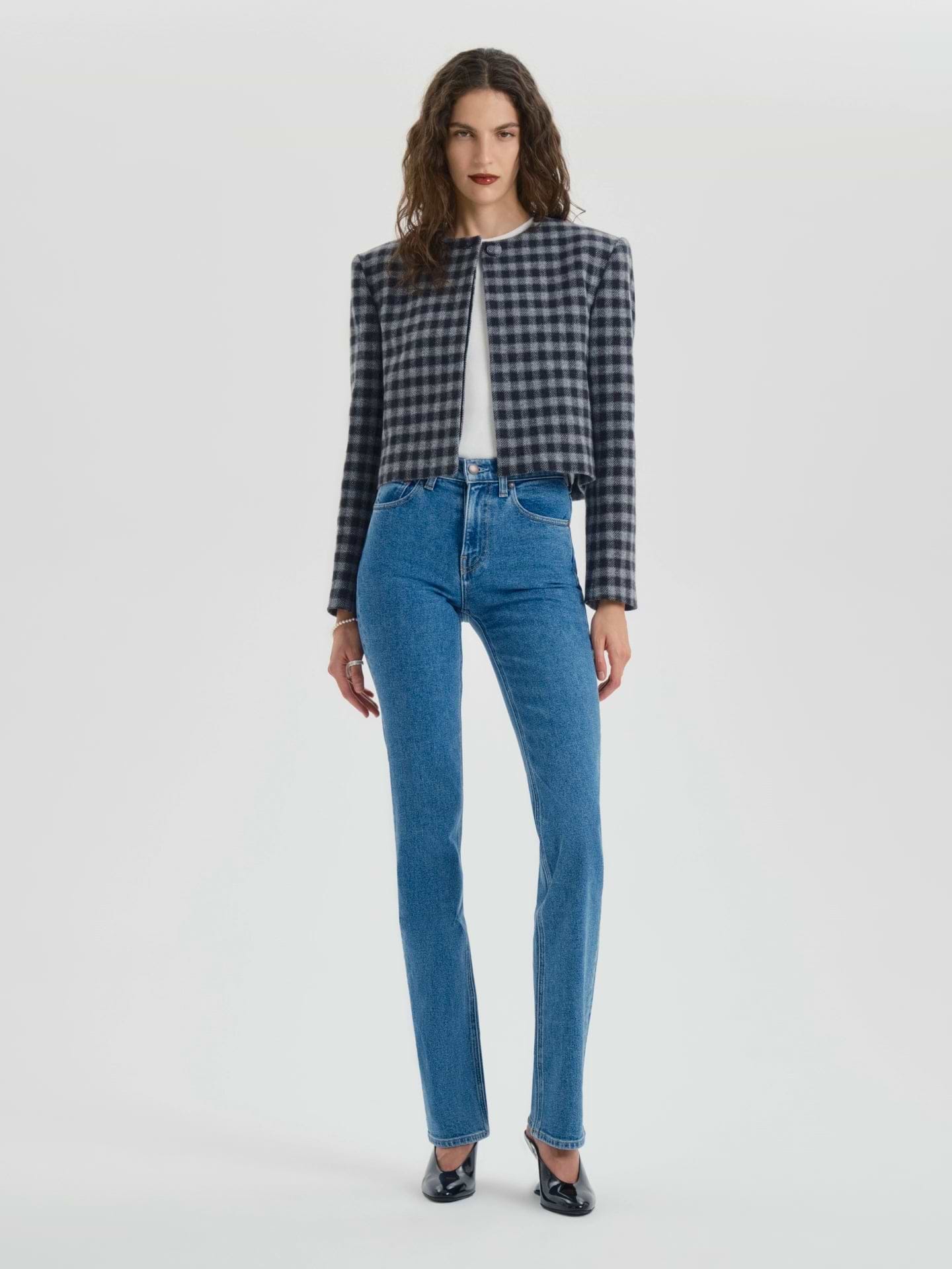 AFLALO Miller Jean – Worn Cobalt Stretch Denim - Model Front