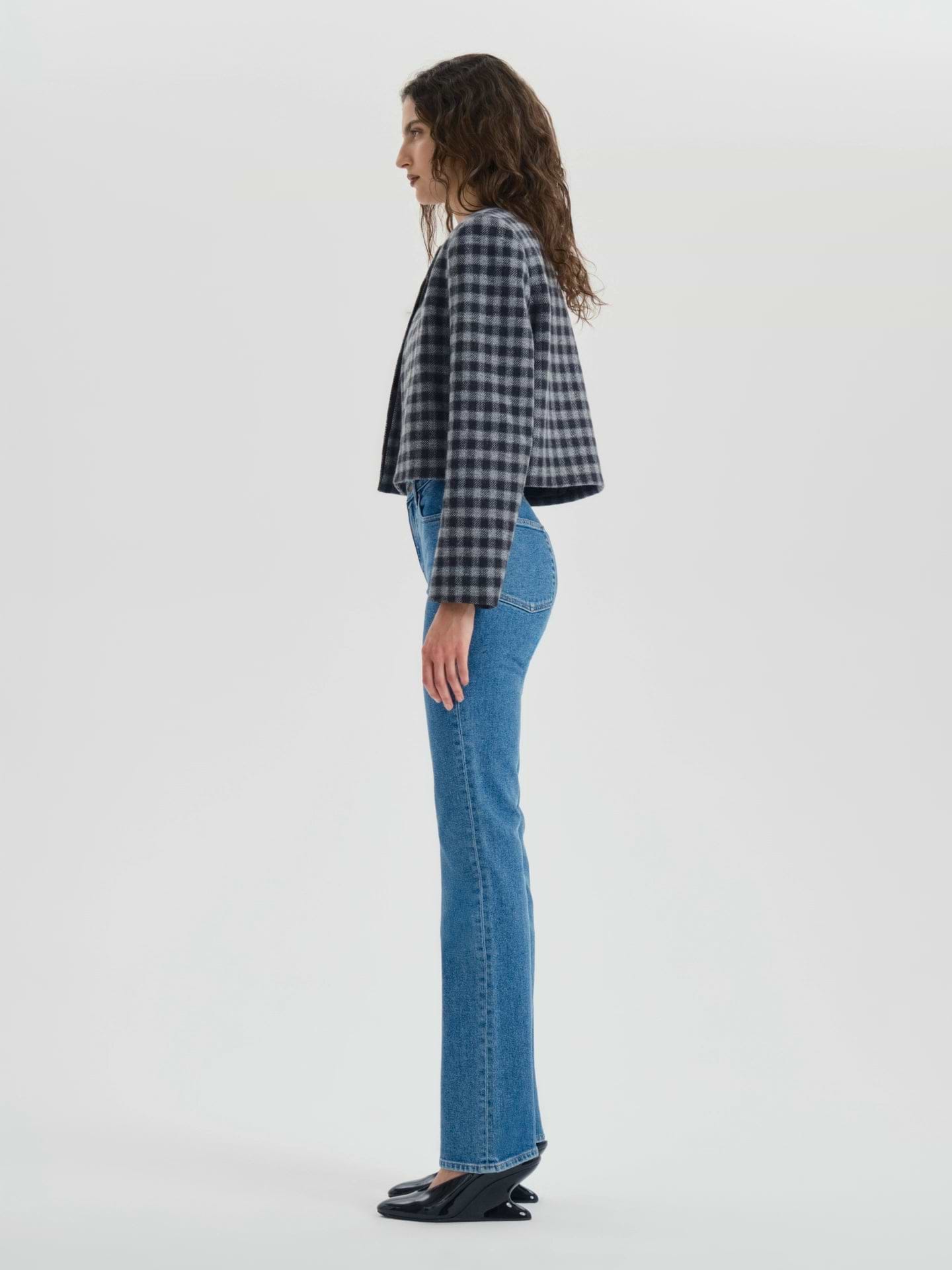 AFLALO Miller Jean – Worn Cobalt Stretch Denim - Model Side